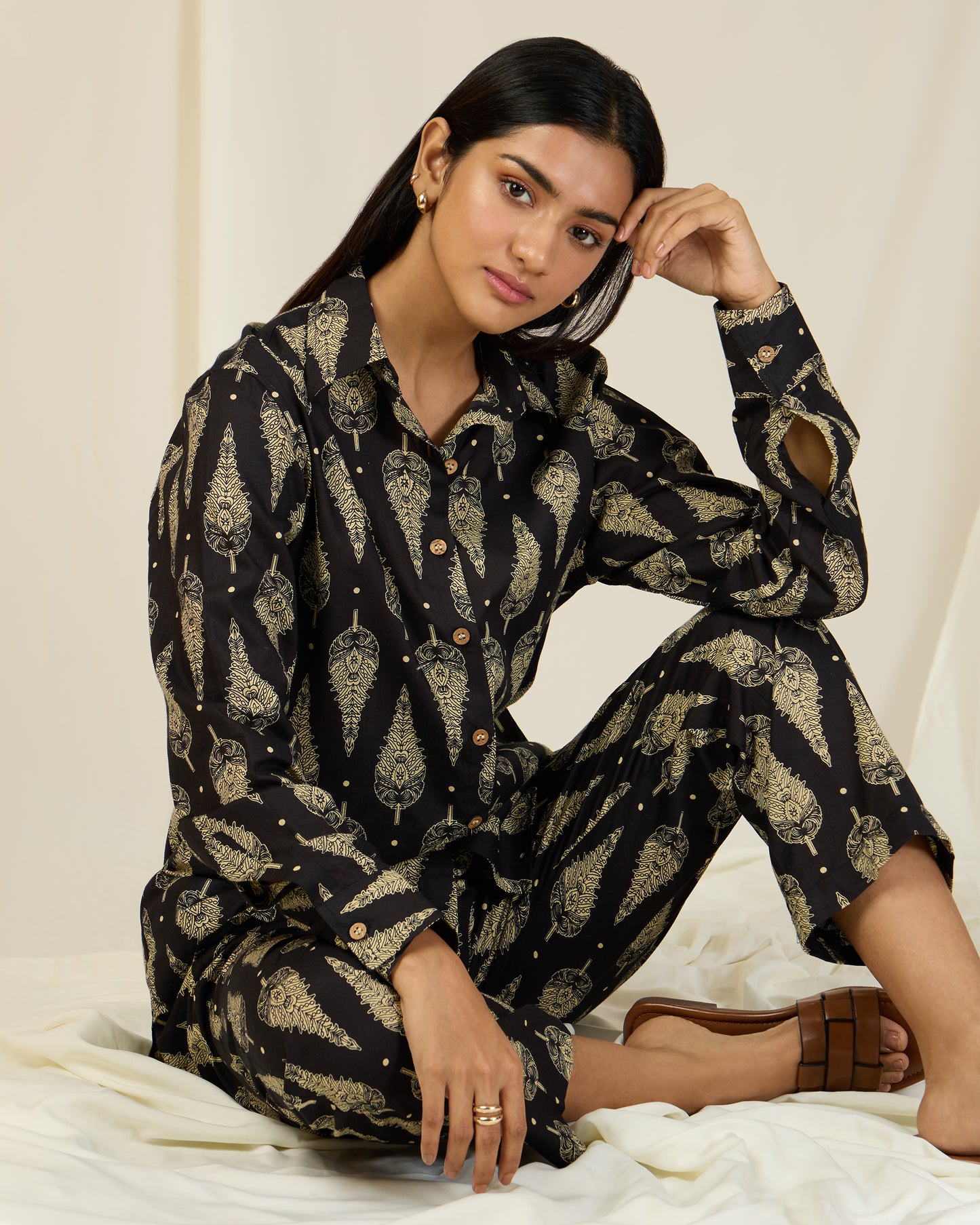 Black Leaf Cotton Shirt