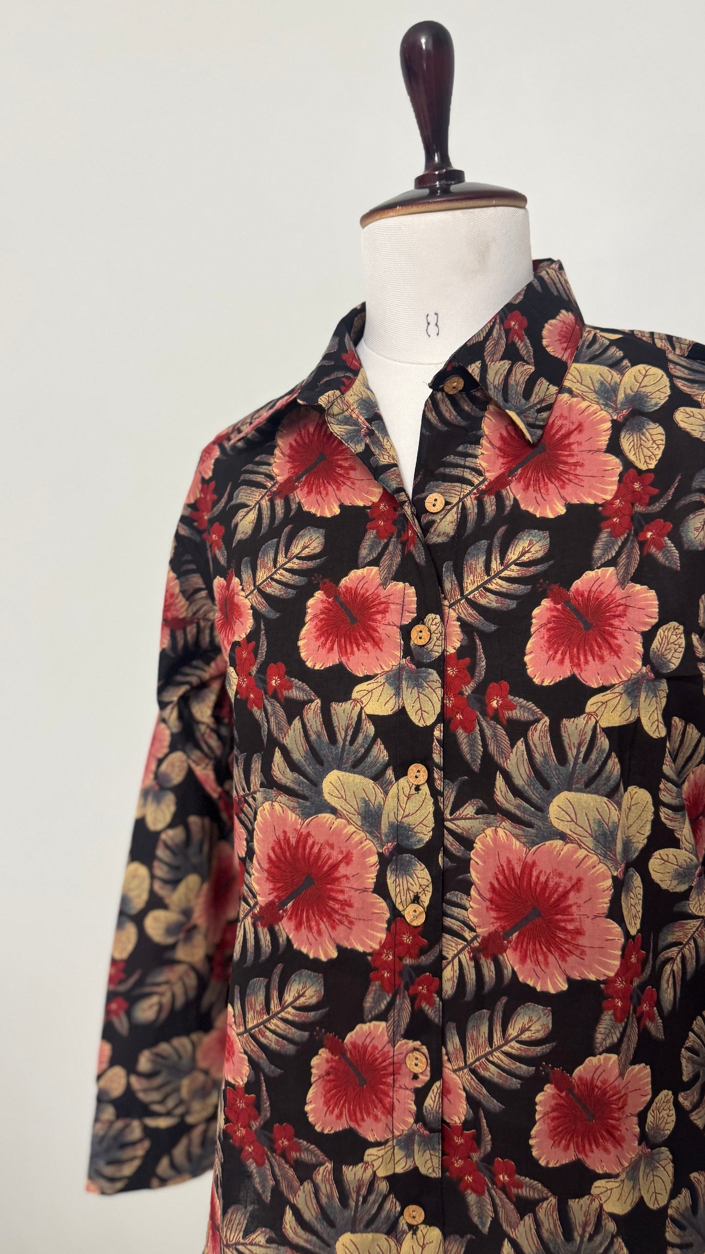Black Floral Cotton Shirt