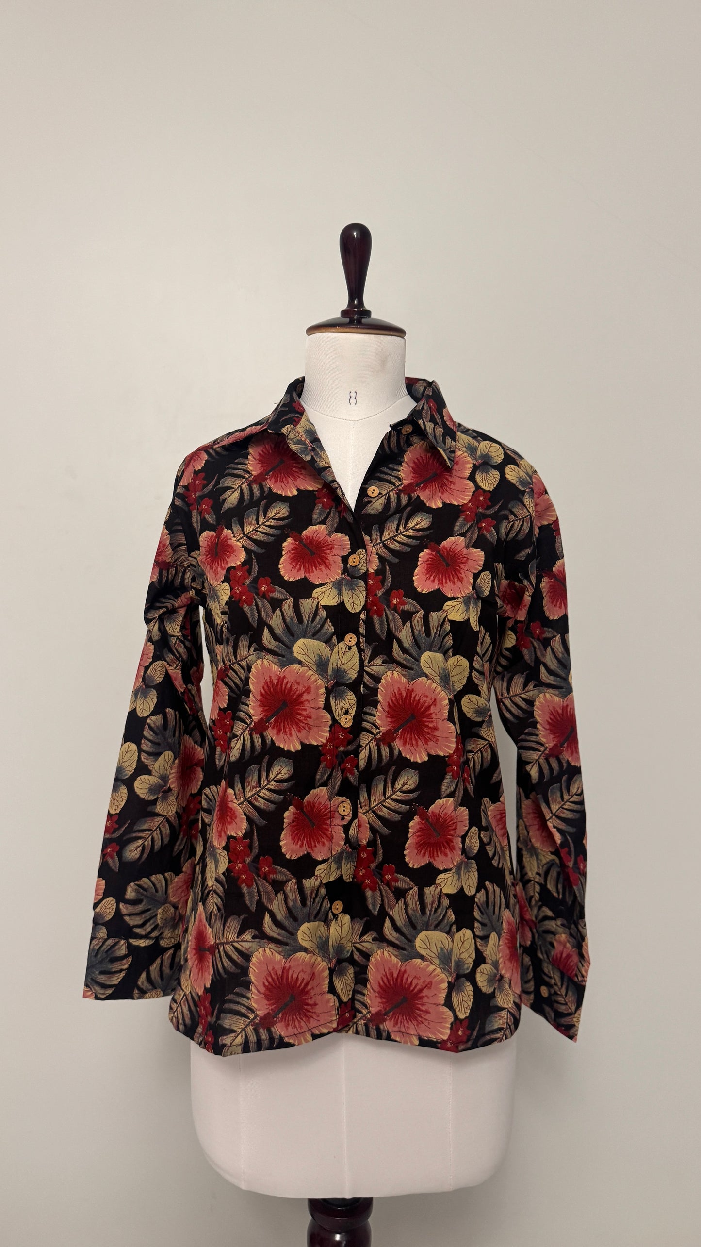 Black Floral Cotton Shirt