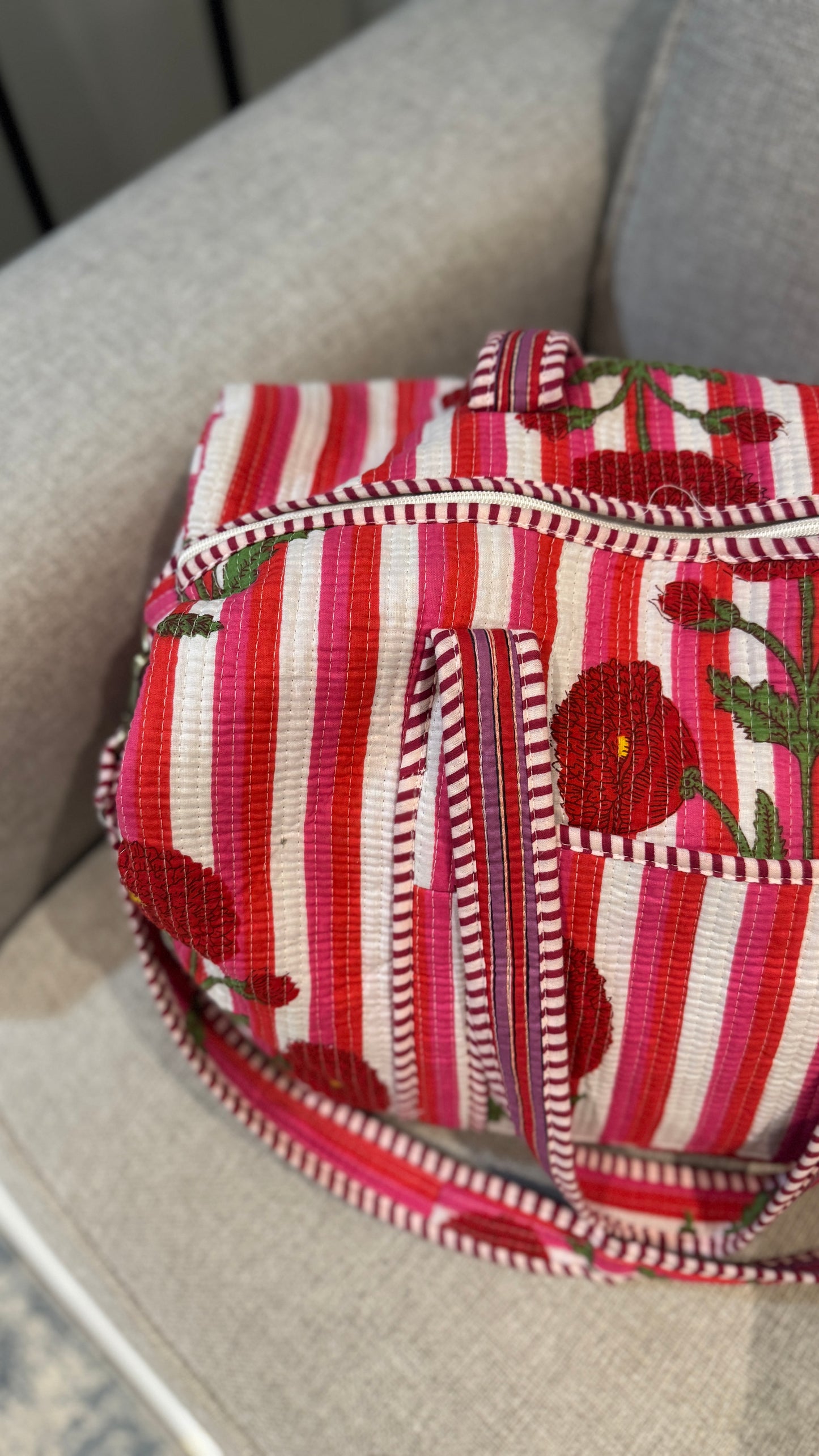 Pink Stripe Weekender Duffel Bag