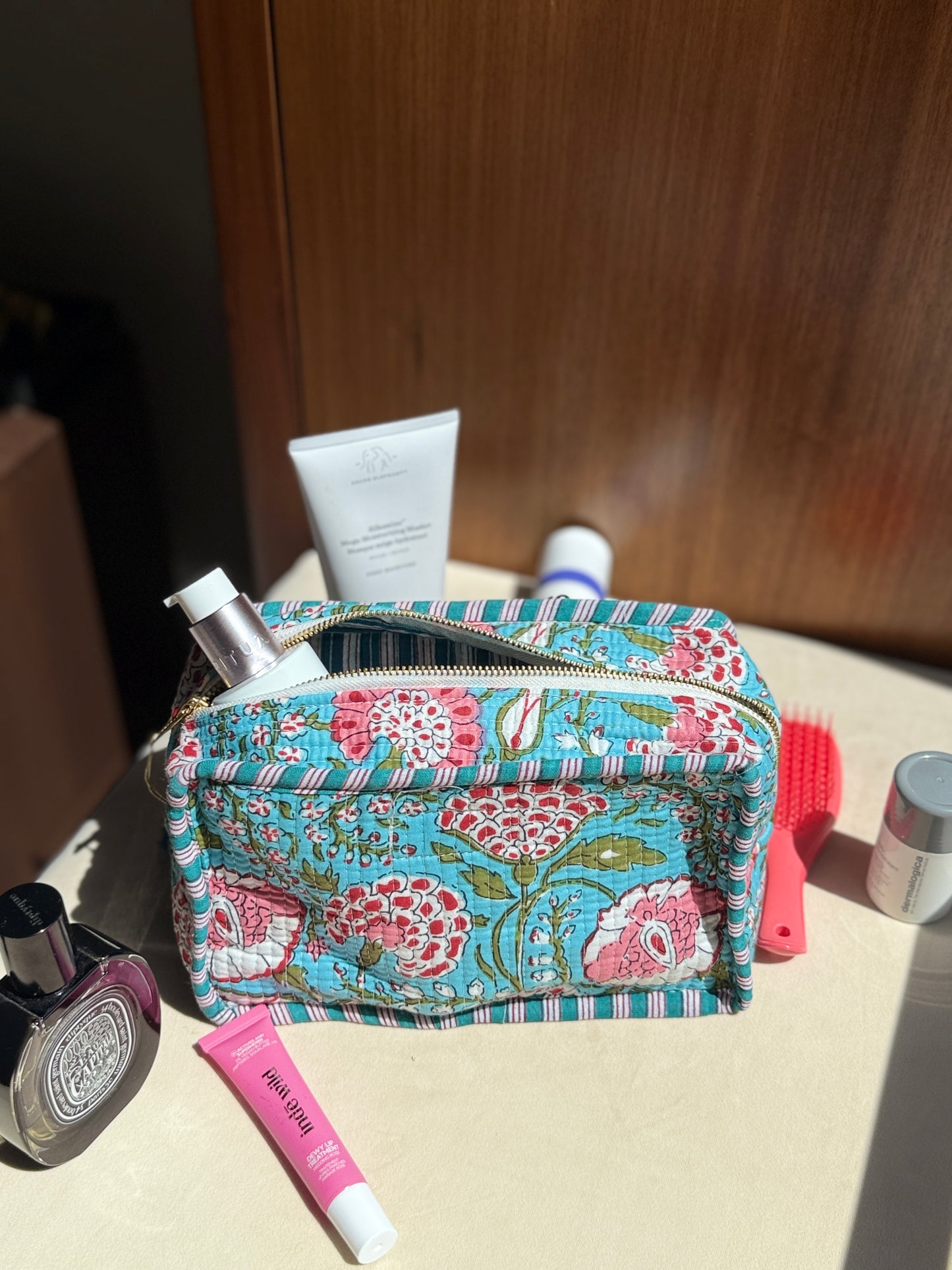 Blue Floral Large Pouch