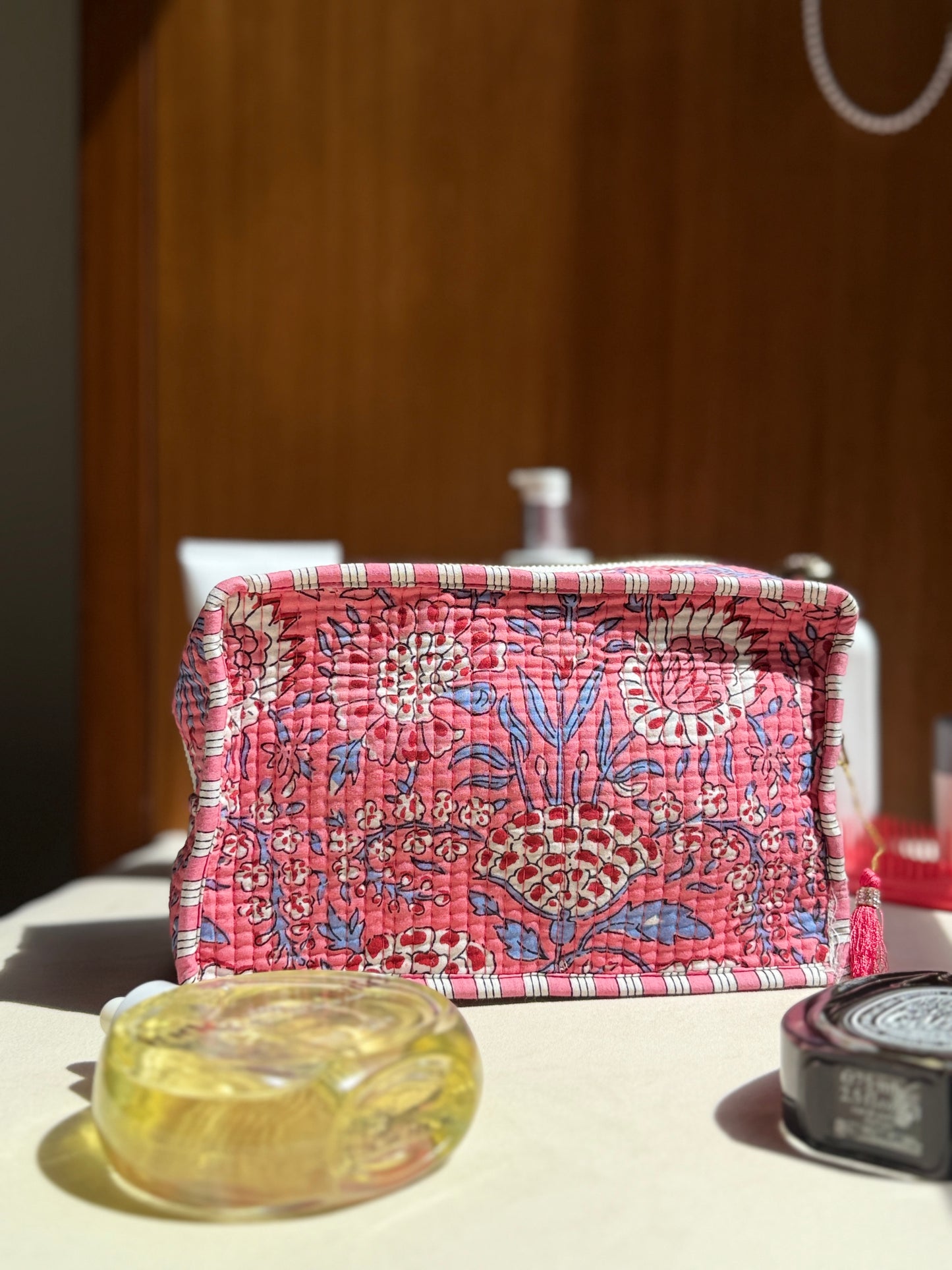 Pink Floral Large Pouch