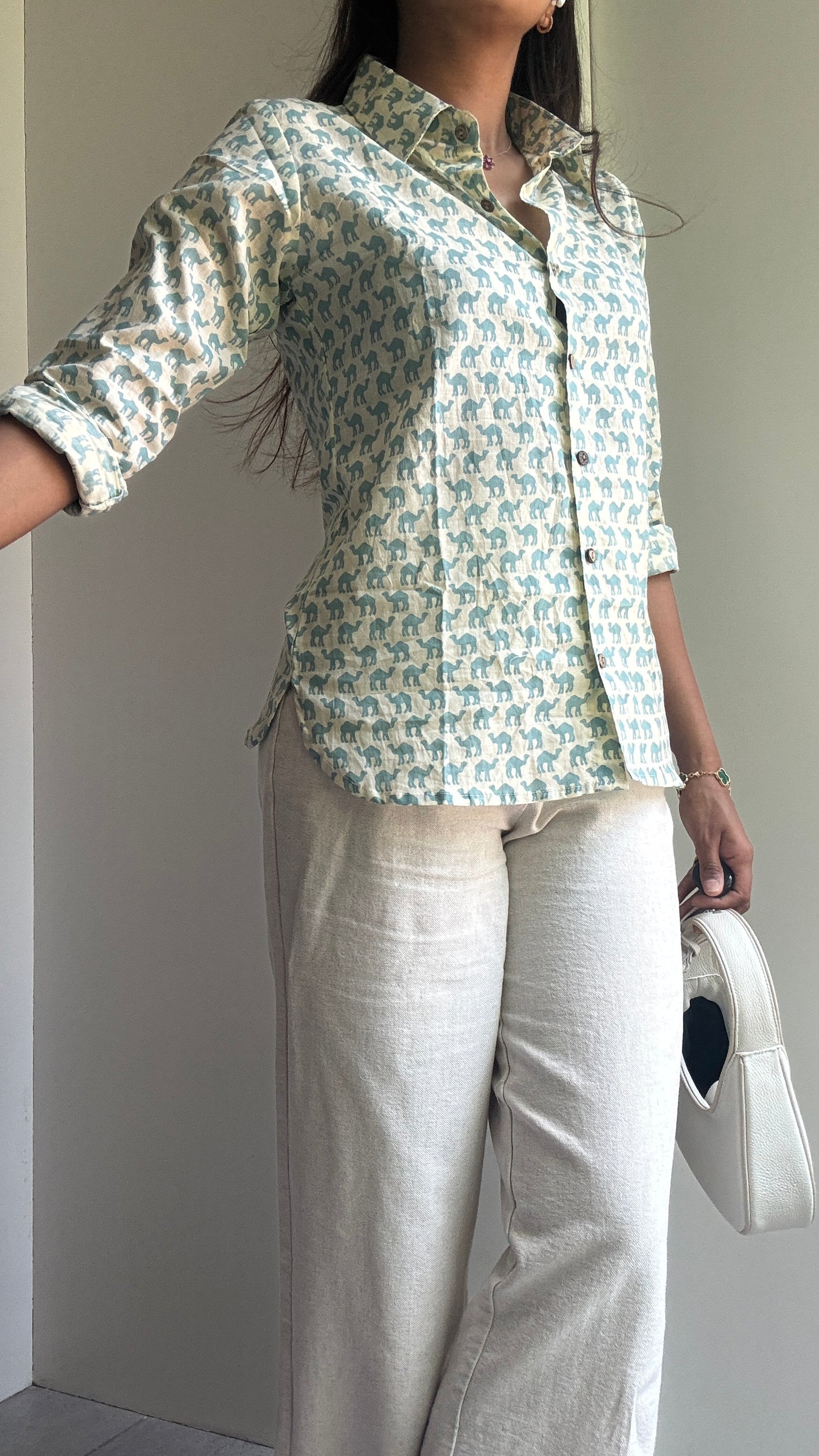 Blue Camel Cotton Shirt