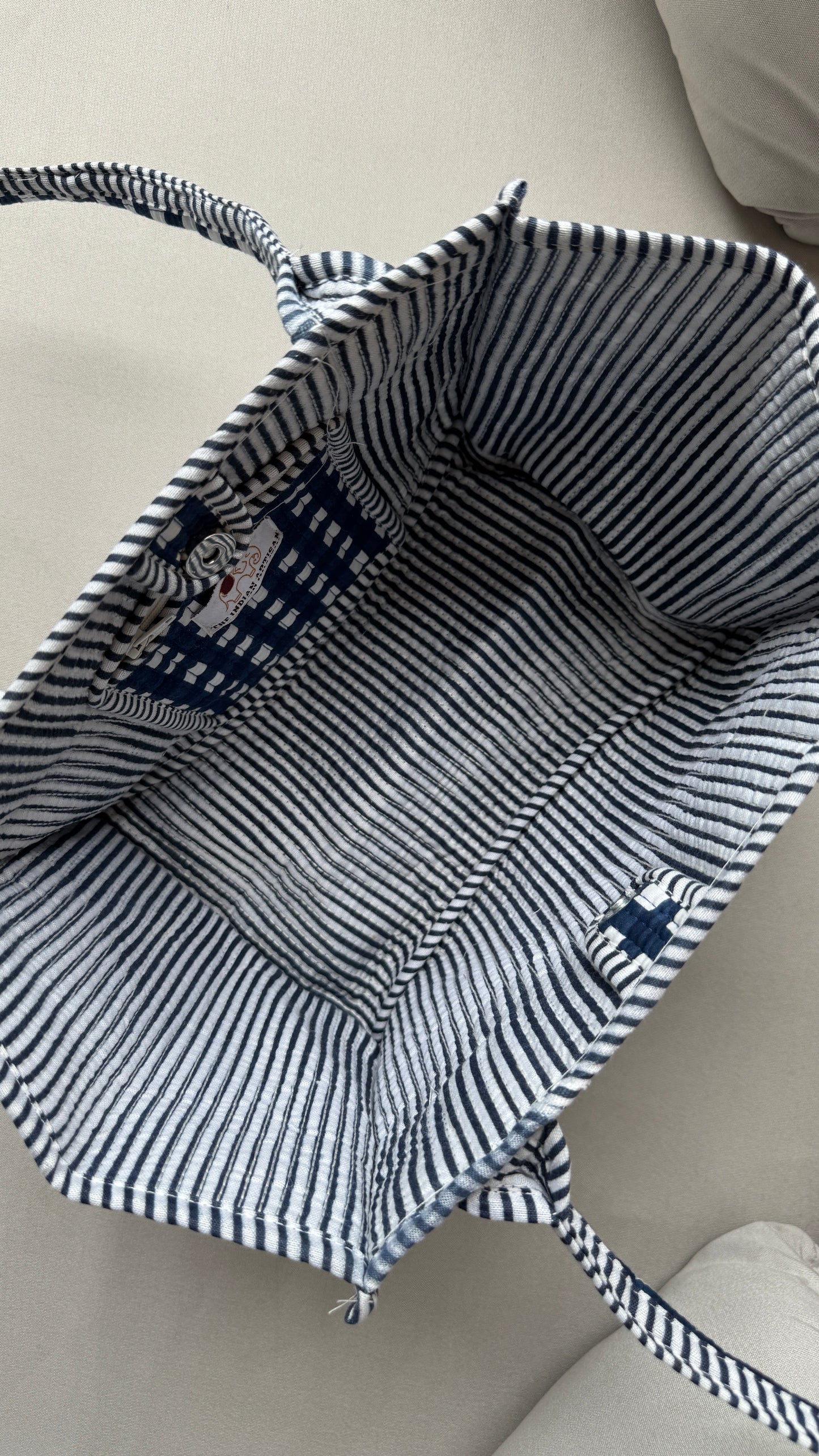 Gingham Mini Tokree Tote Bag (Blue)