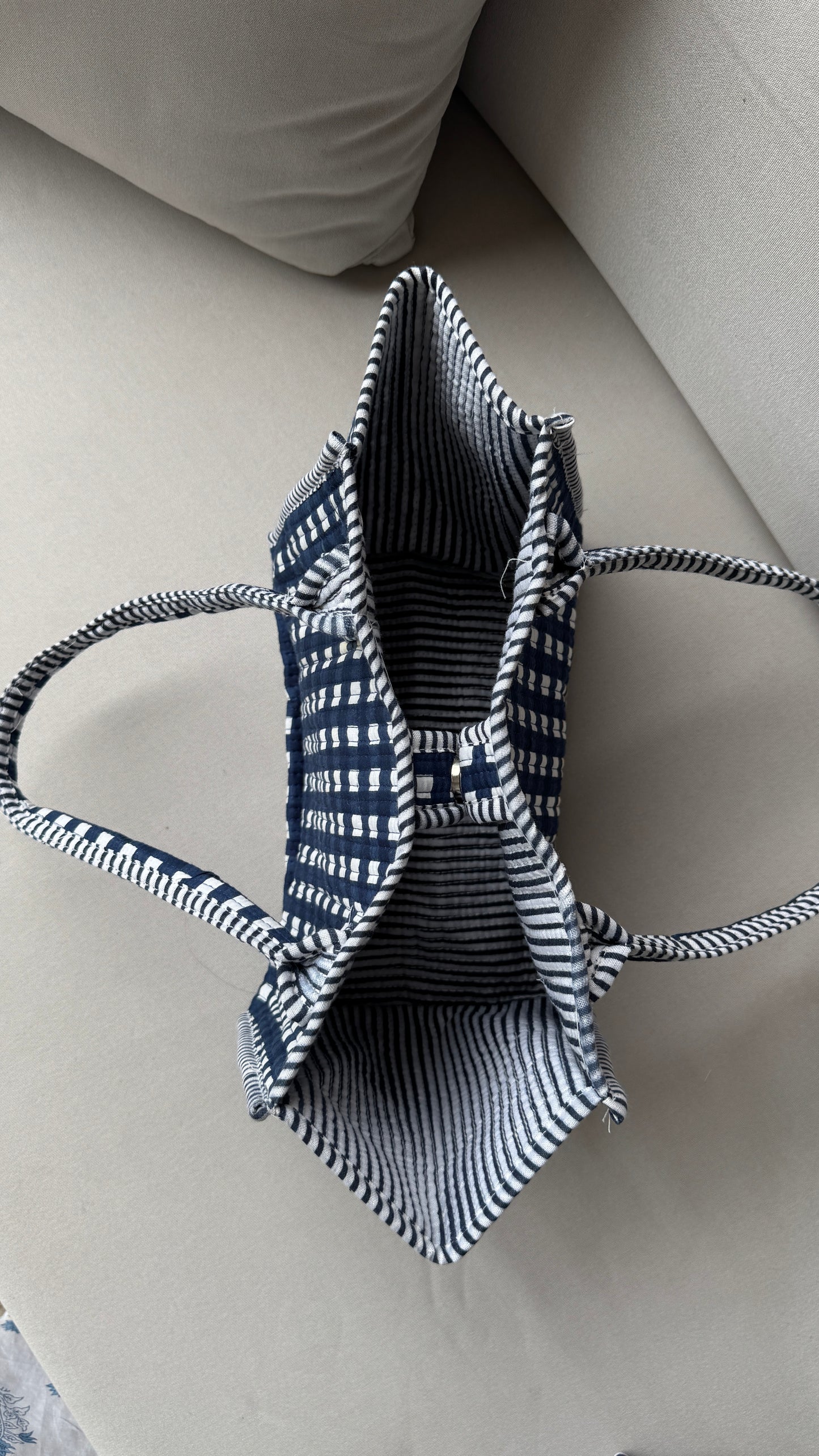 Gingham Mini Tokree Tote Bag (Blue)