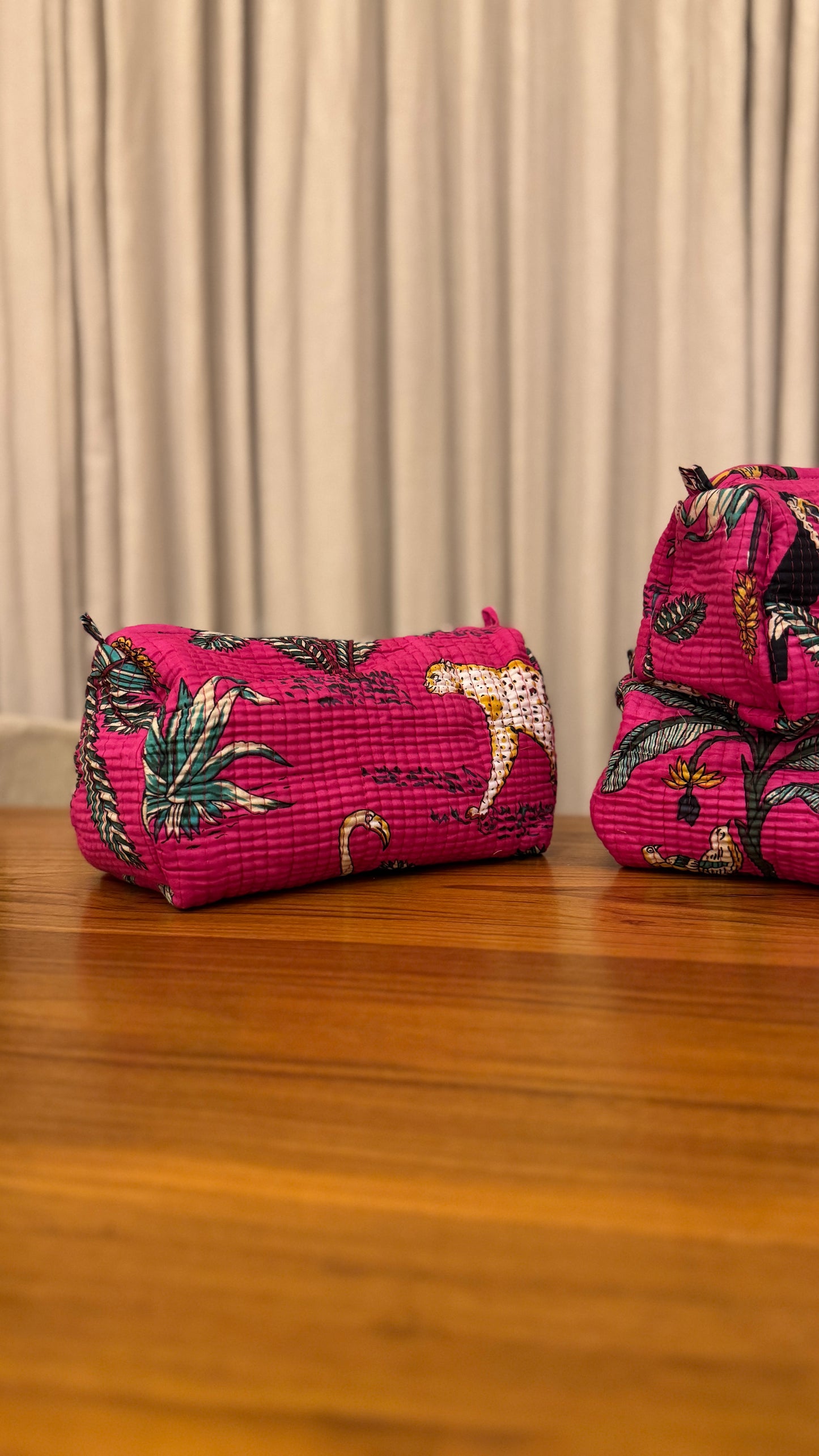 Fuchsia Jungle Pouch Set (set of 3)