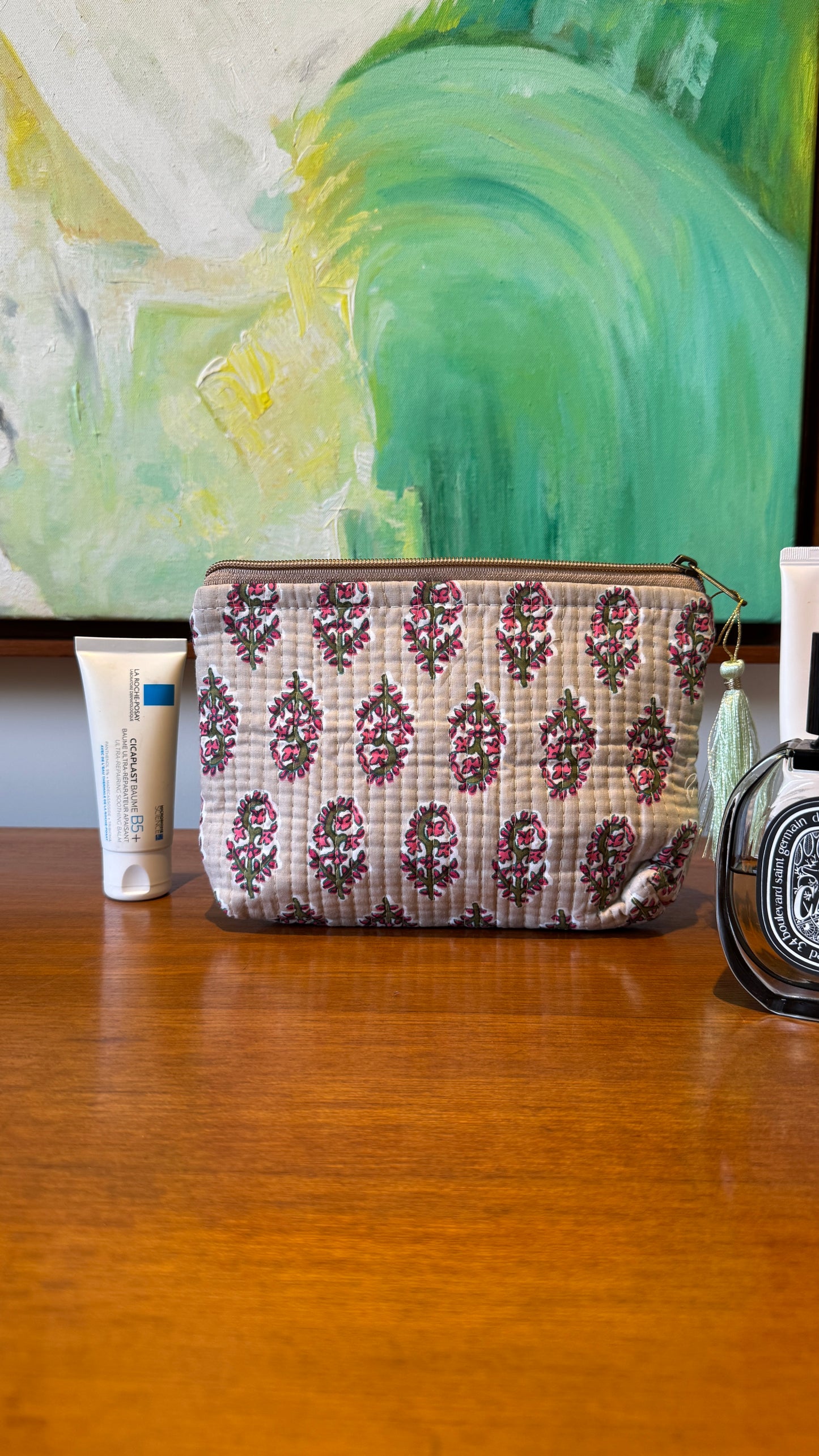 Beige Hand Block Pouch