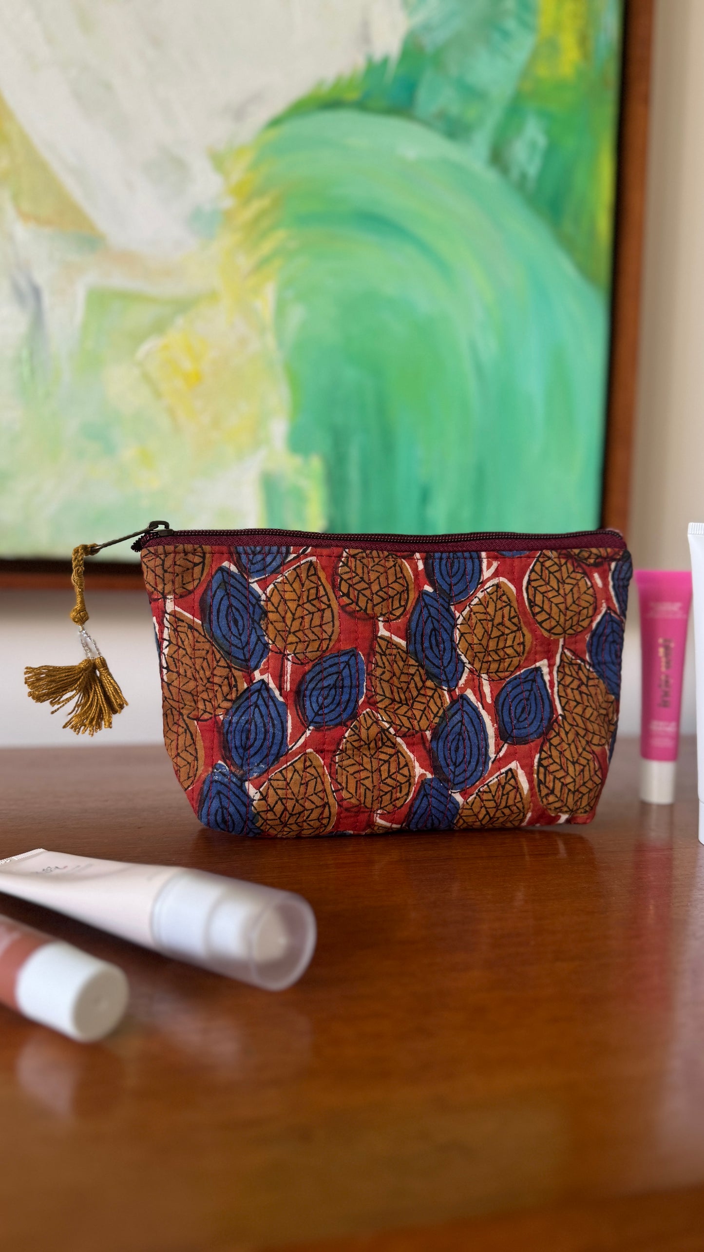 Leafy Hand Block Pouch
