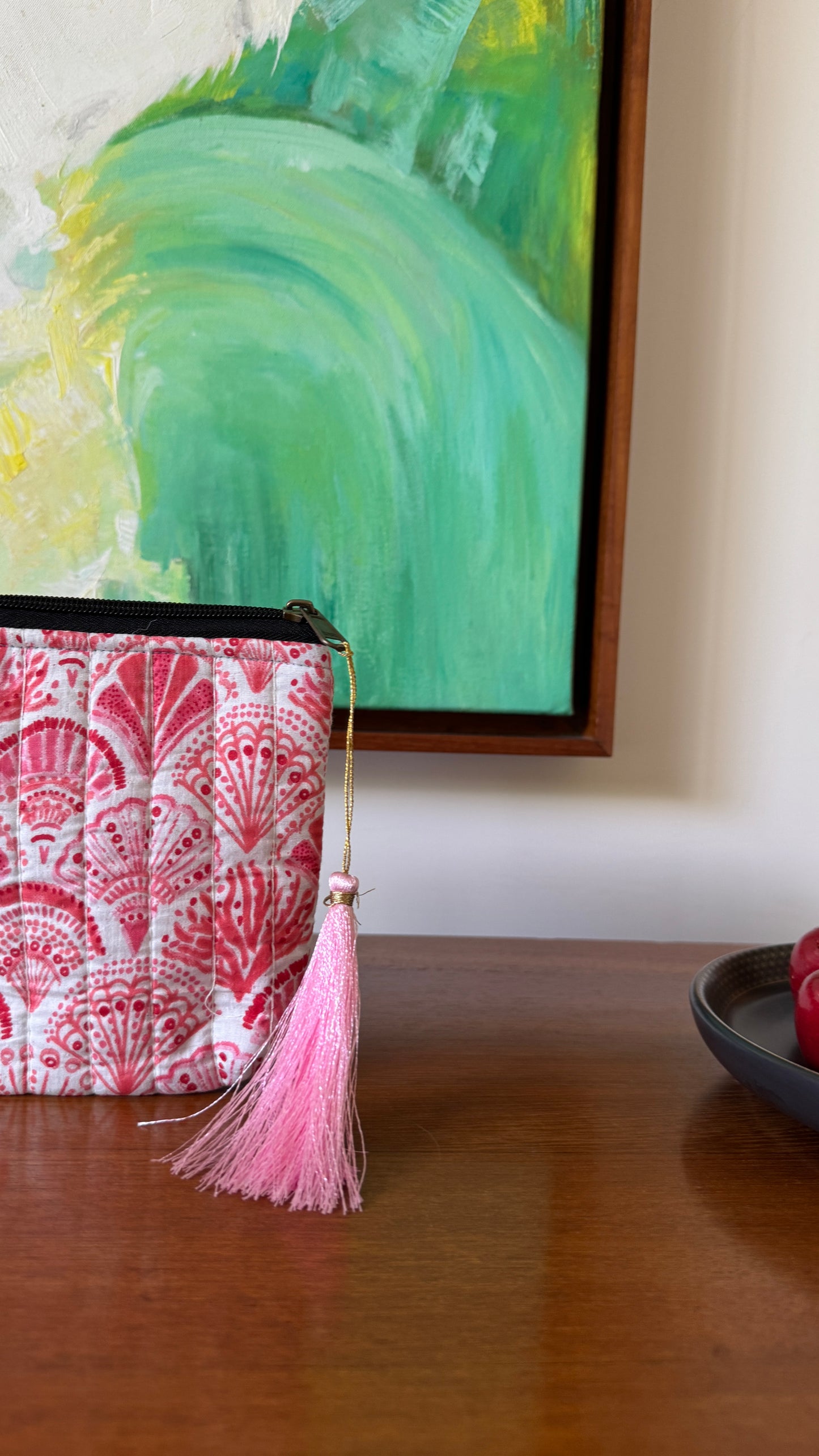 Pink Hand Block Pouch
