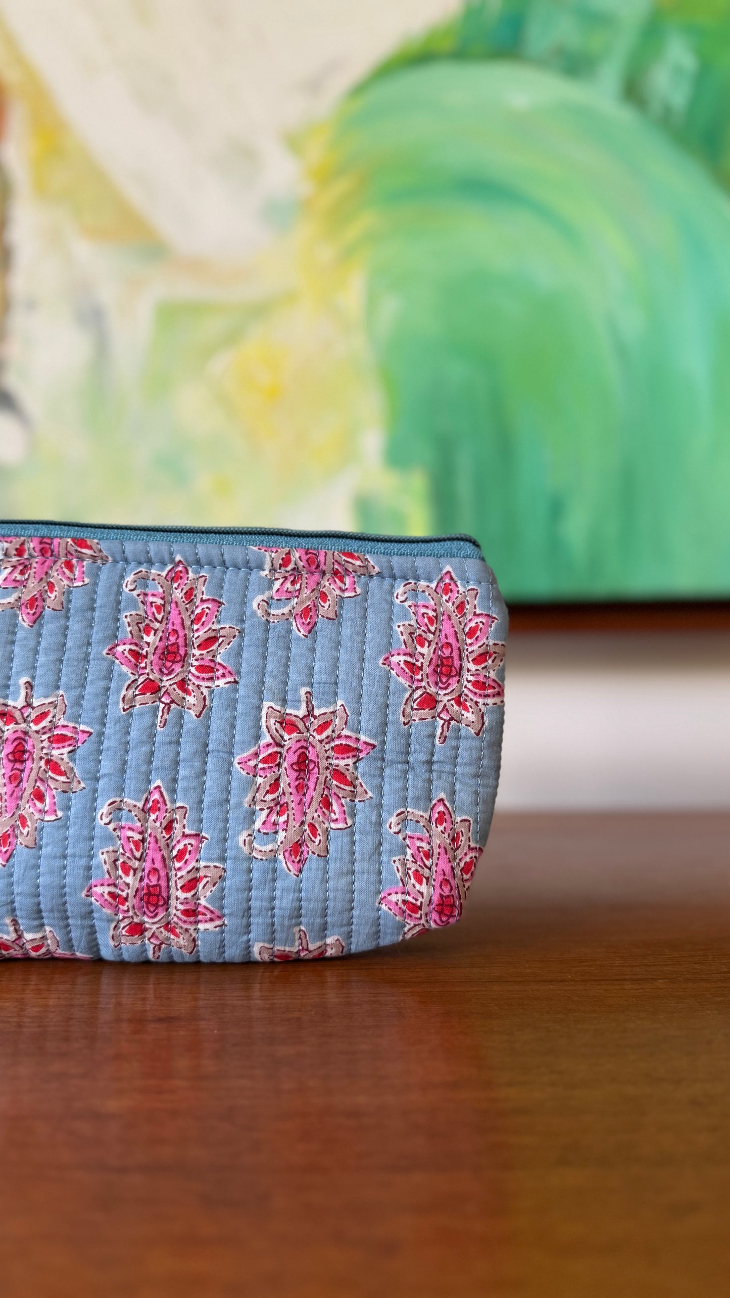 Baby Blue Hand Block Pouch