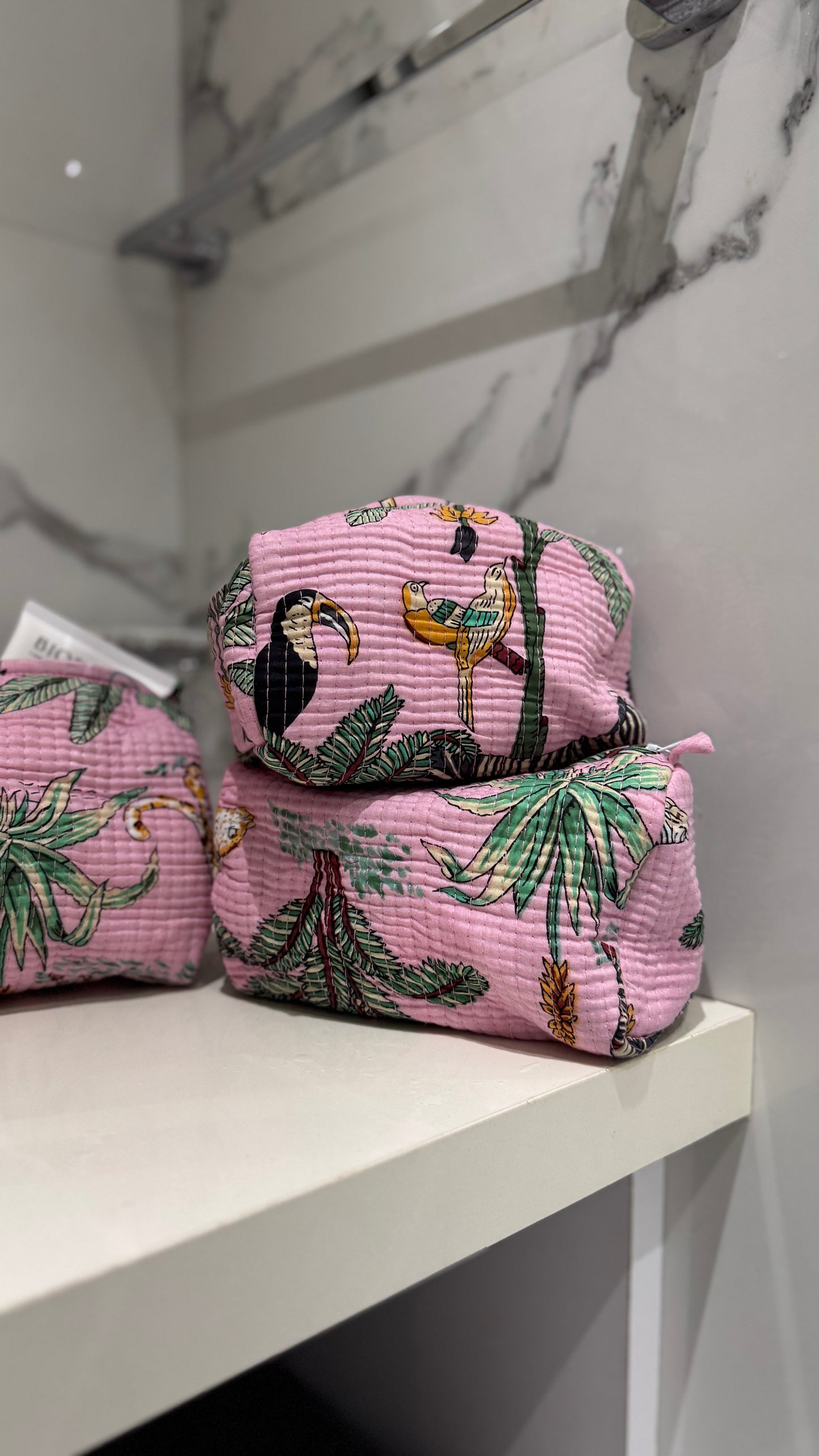 Baby Pink Jungle Pouch Set (set of 3)