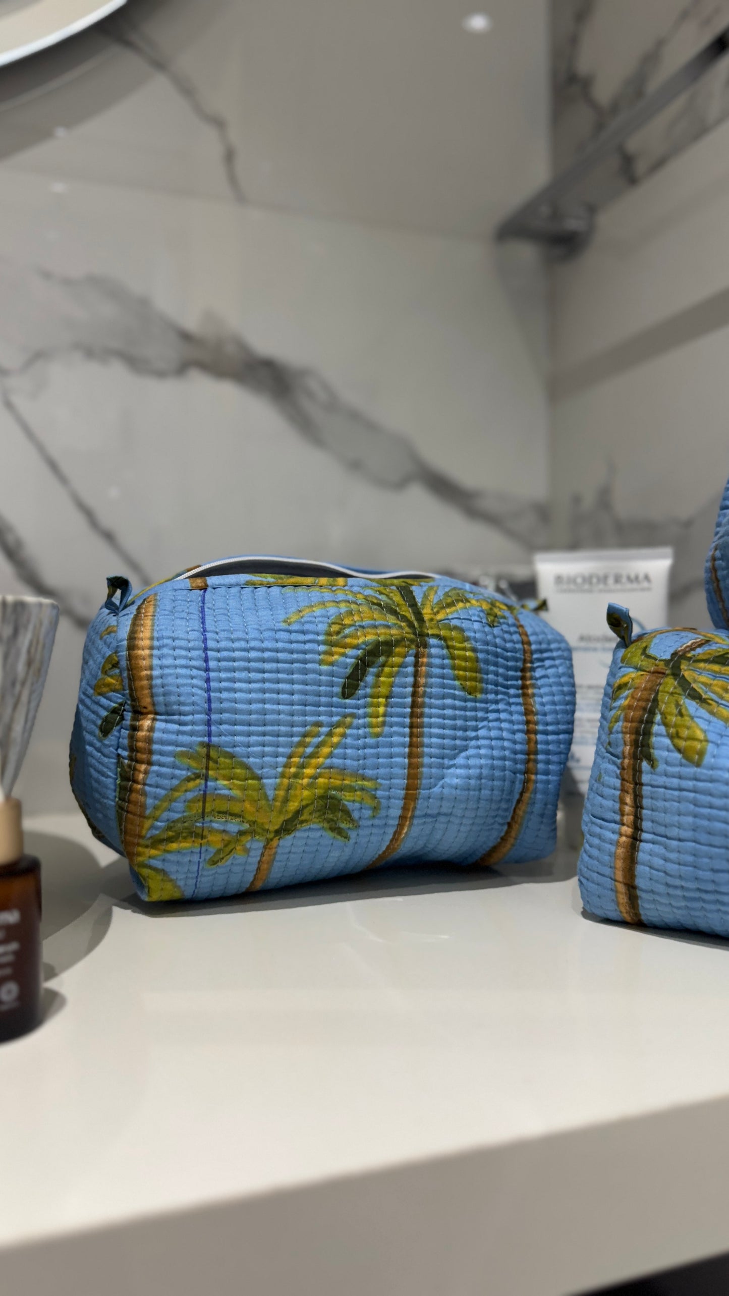 Baby Blue Palm Pouch Set (set of 3)