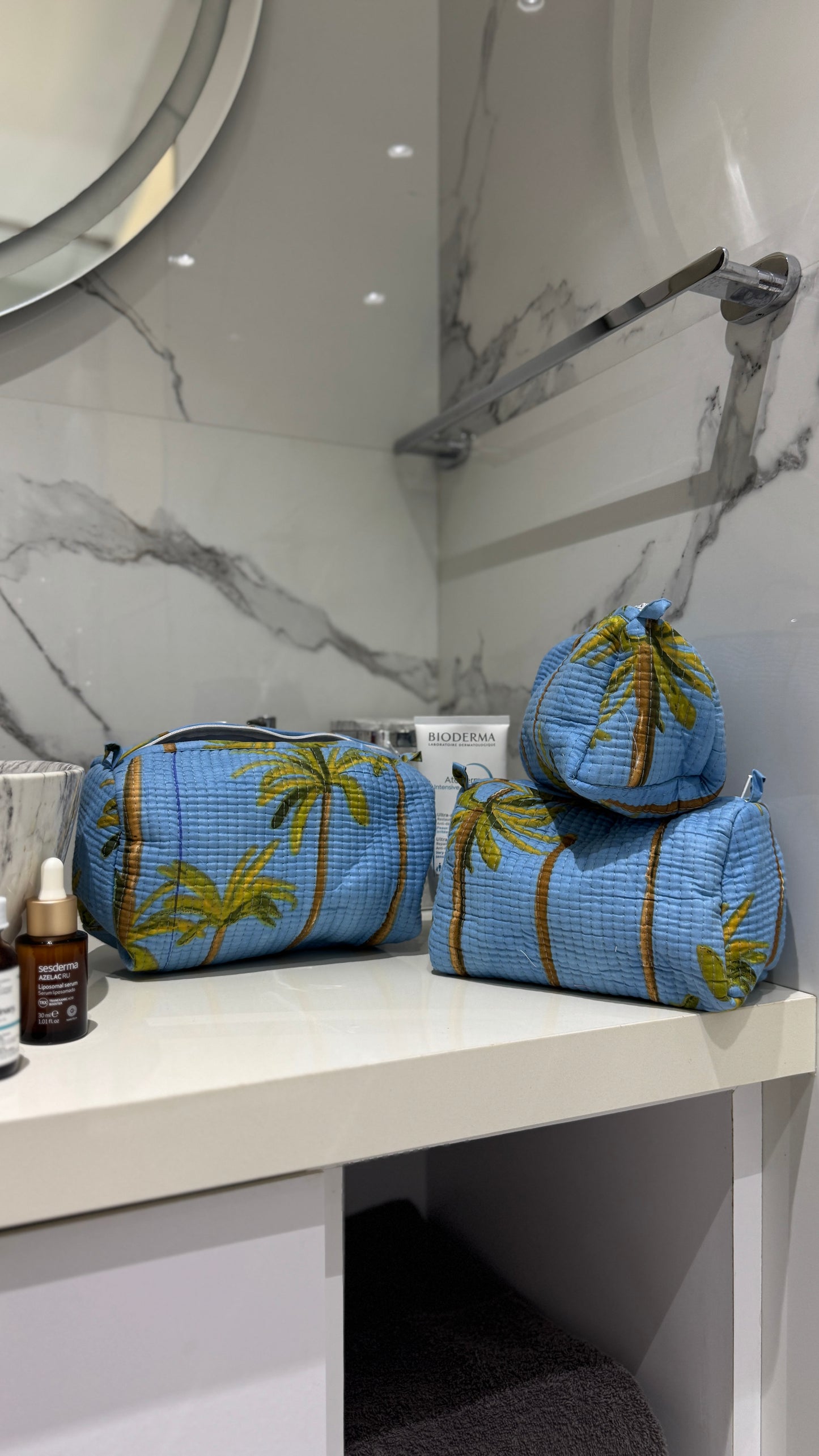 Baby Blue Palm Pouch Set (set of 3)