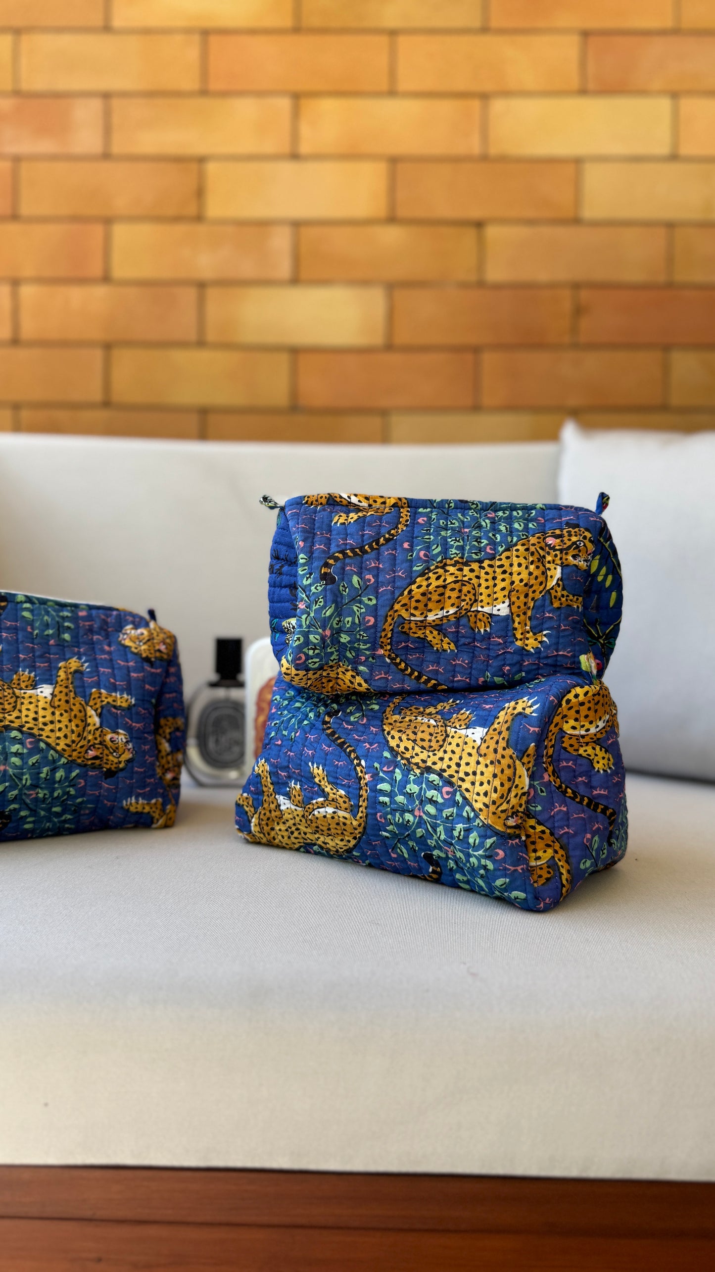 Blue Leapord Pouch Set (set of 3)