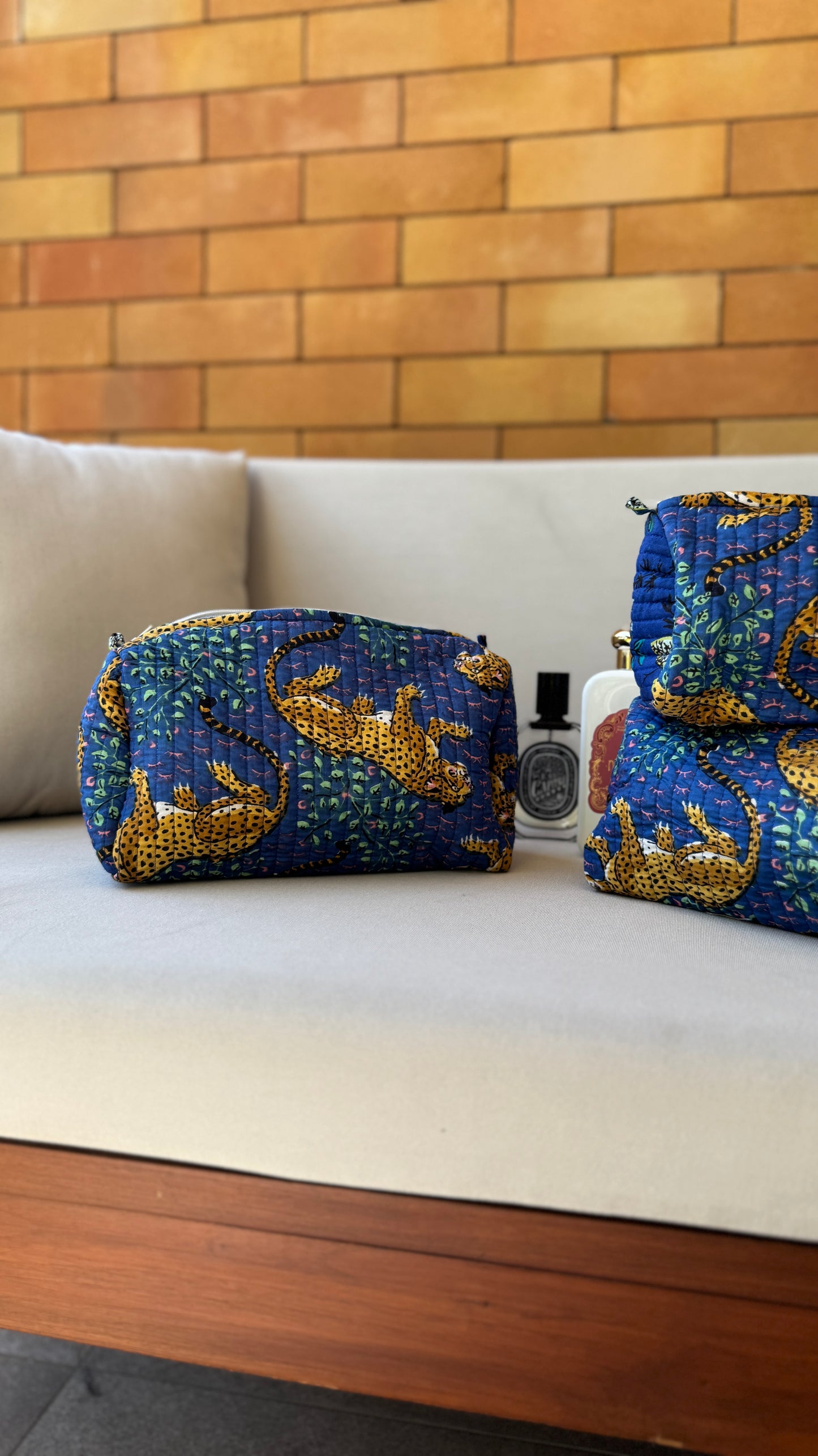 Blue Leapord Pouch Set (set of 3)