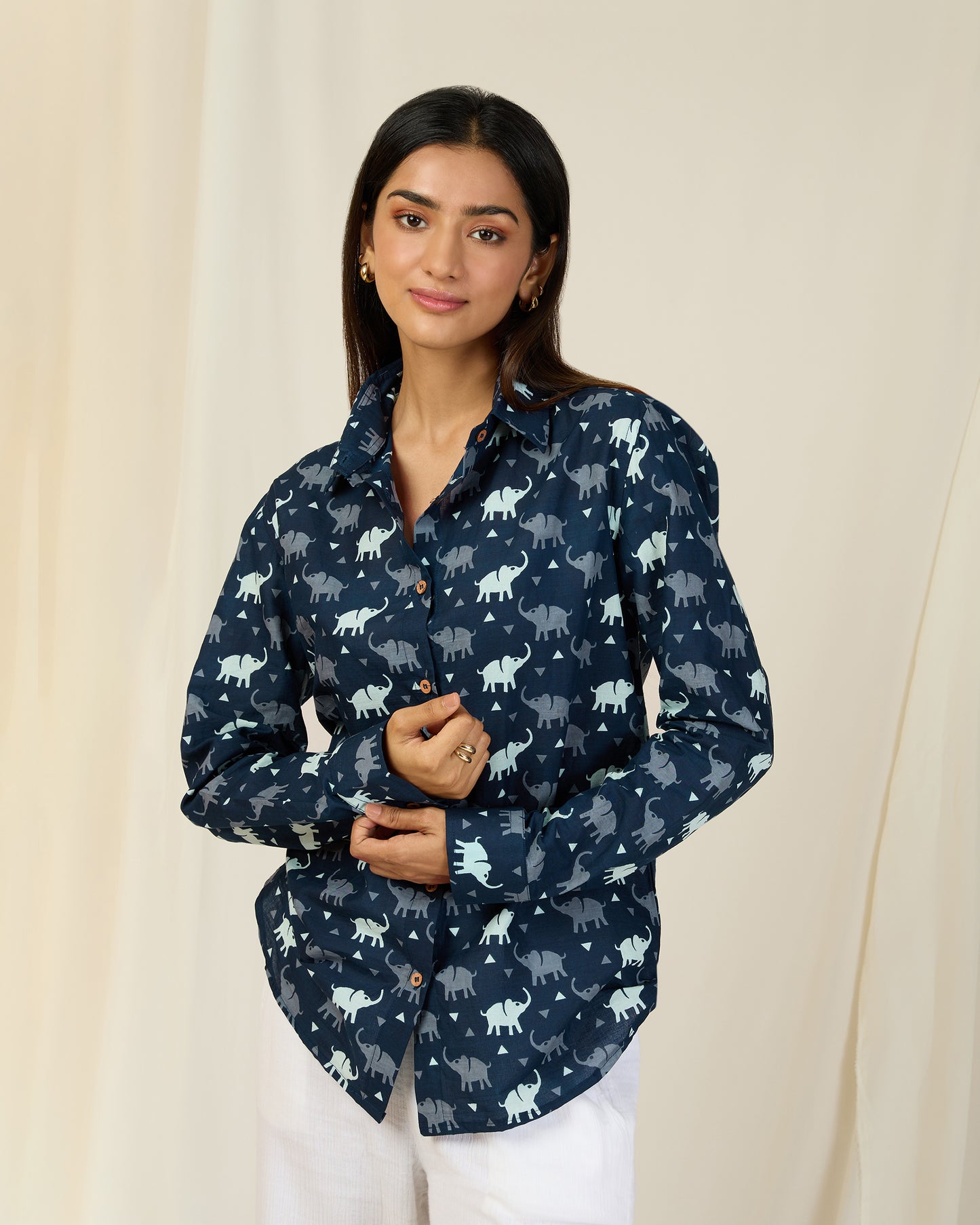 Blue Elephant Cotton Shirt
