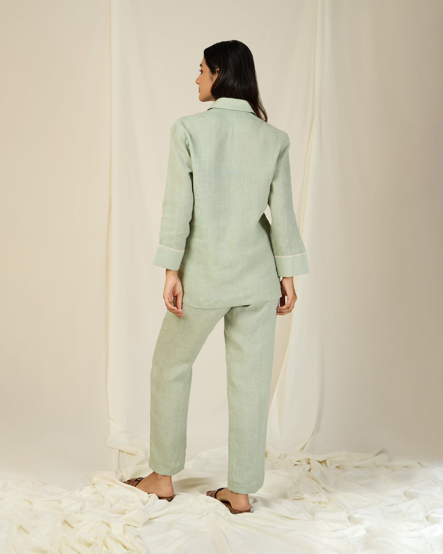 Mint Green Linen Co-ord Set (With Pants)