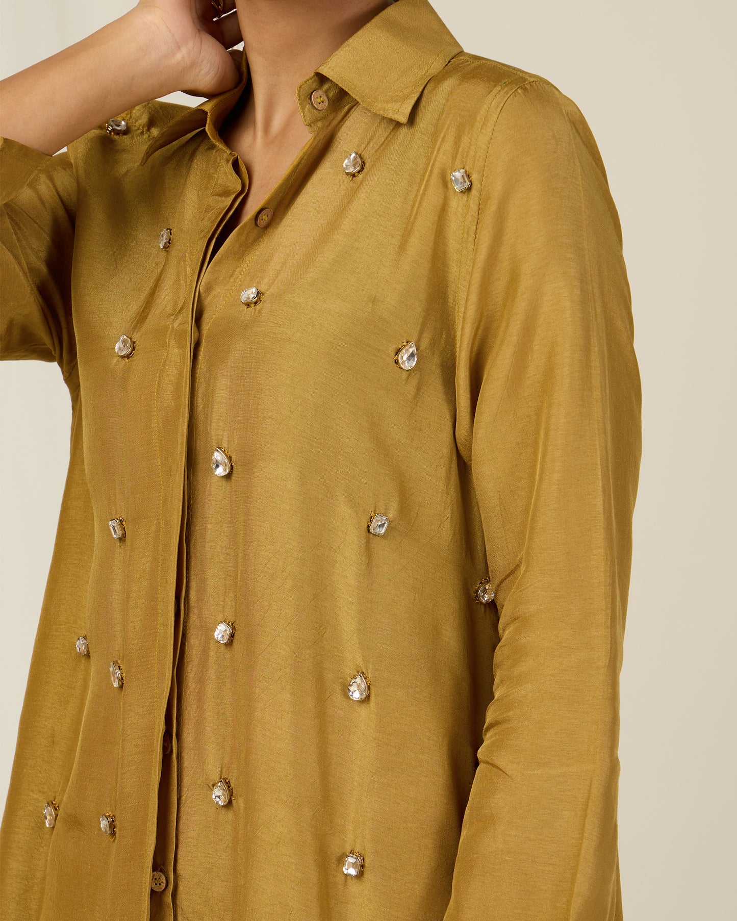 Mustard Diamond Silk set (With Pants)