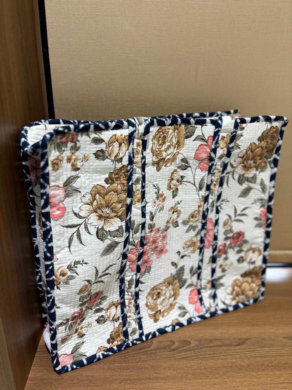 Floral White Tote Bag