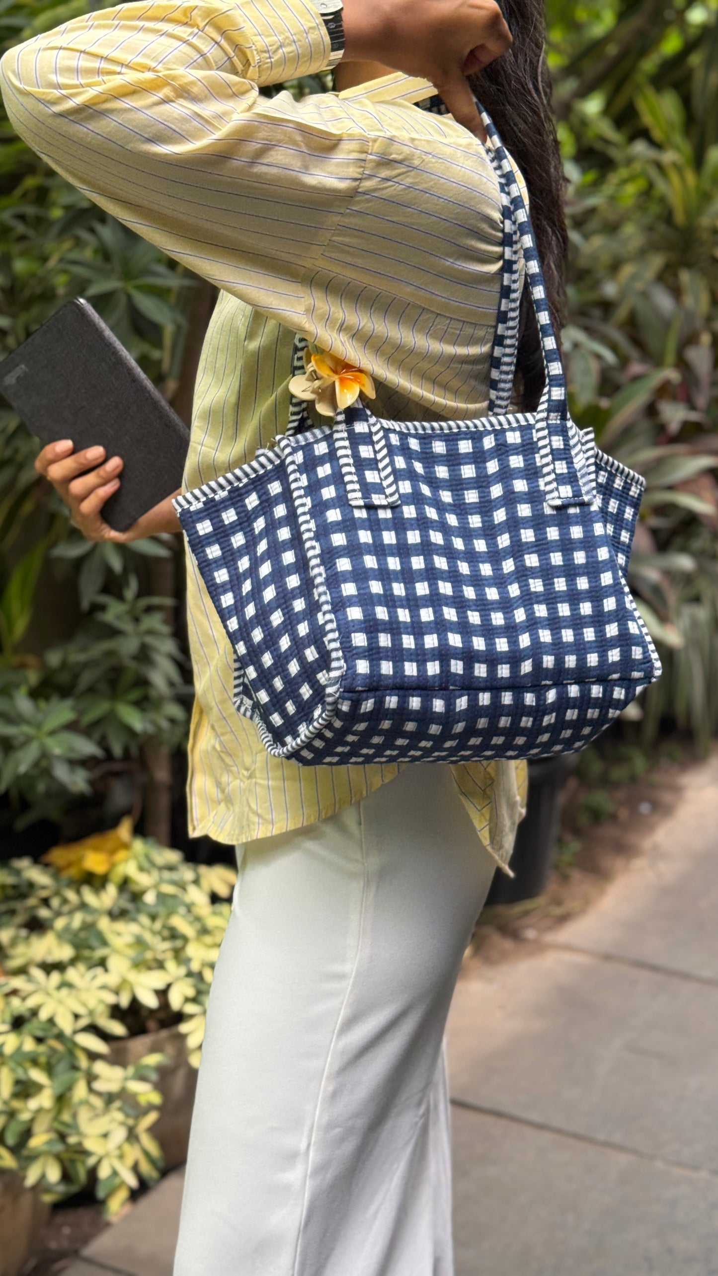 Gingham Mini Tokree Tote Bag (Blue)