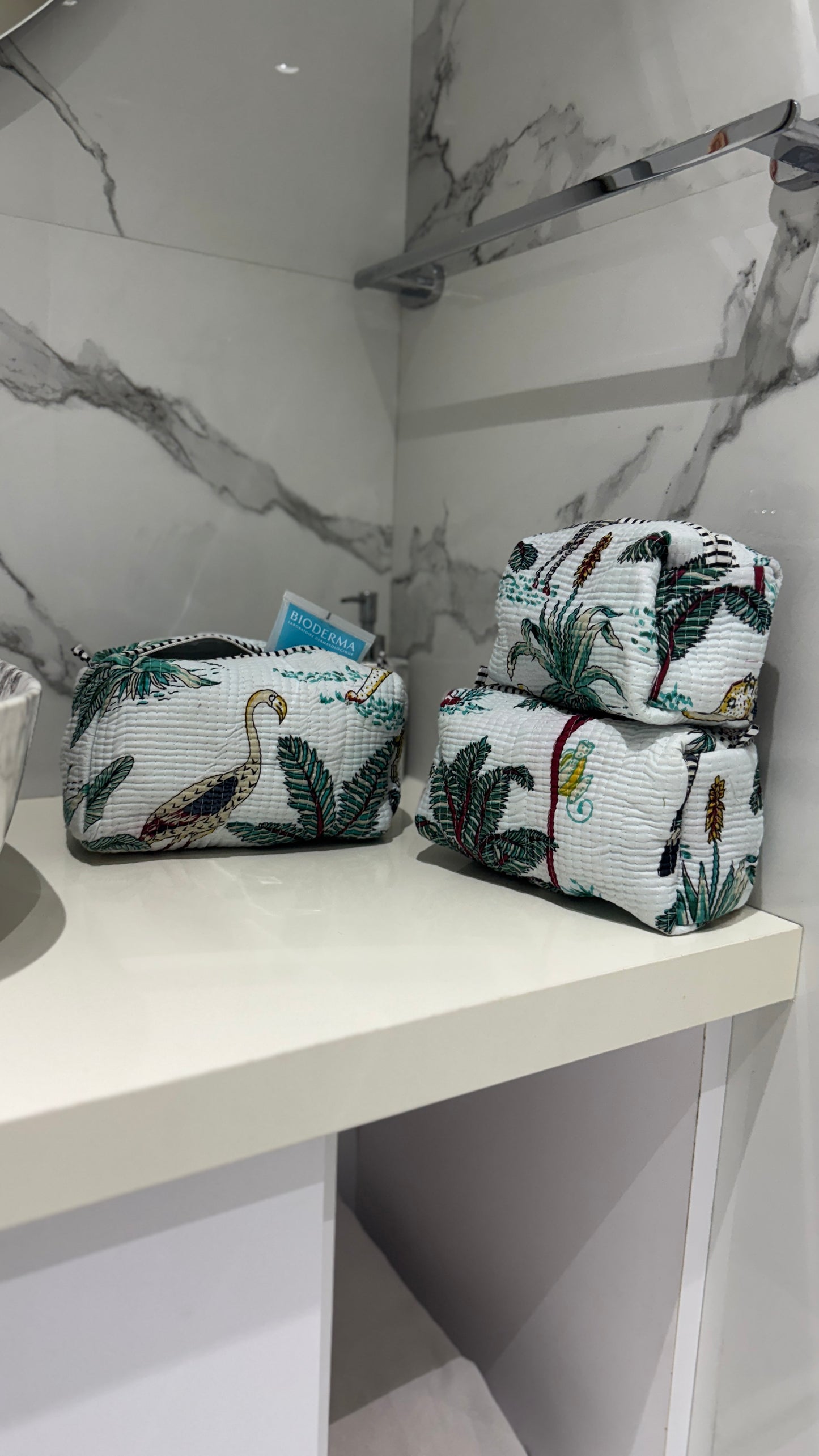 White Jungle Pouch Set (set of 3)