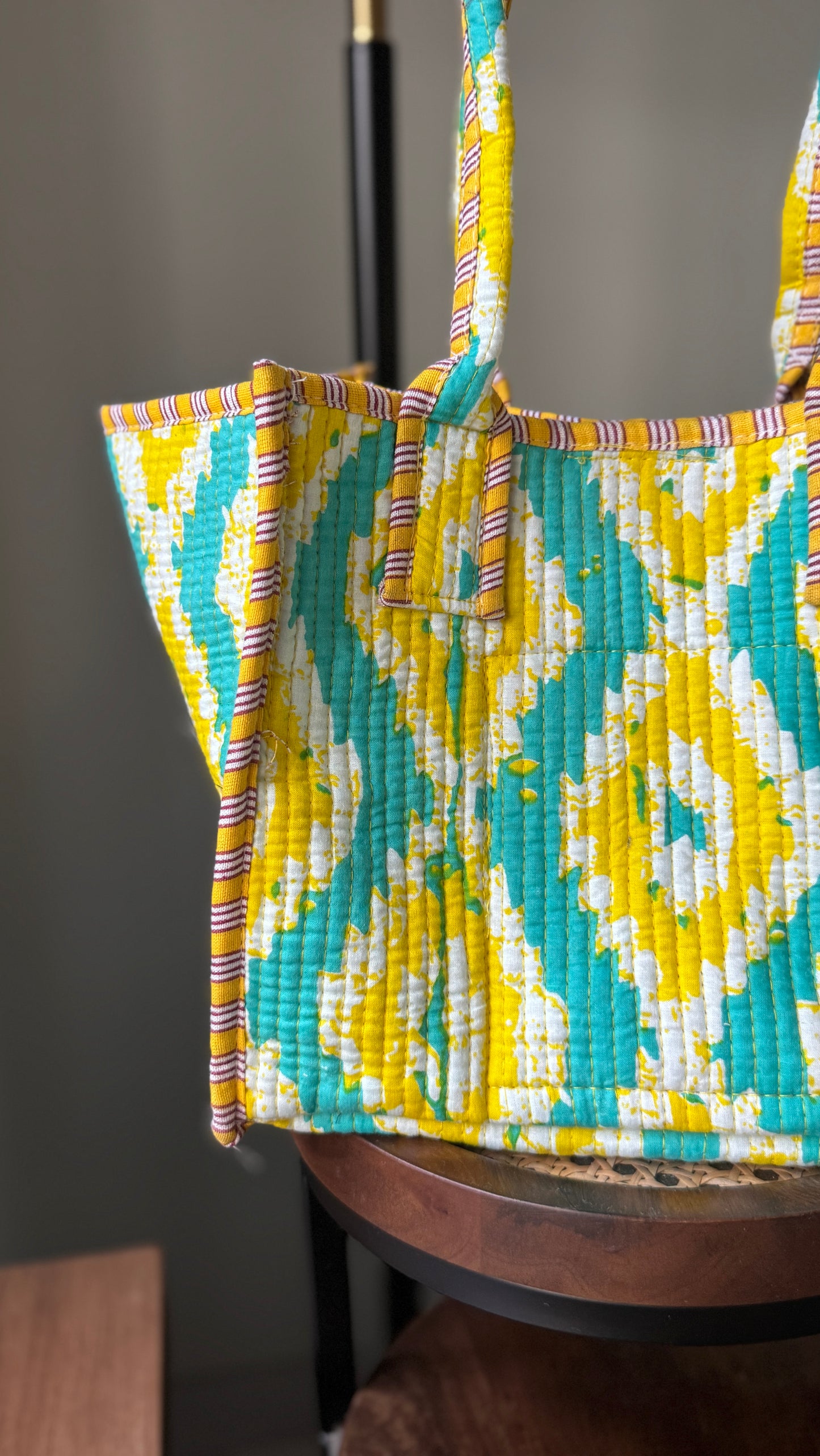 Yellow and Green Tokree Tote Bag