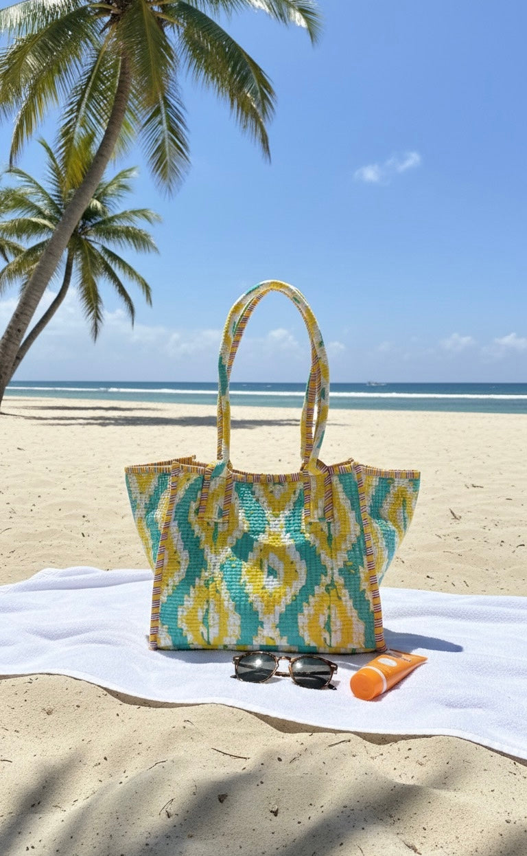 Yellow and Green Tokree Tote Bag