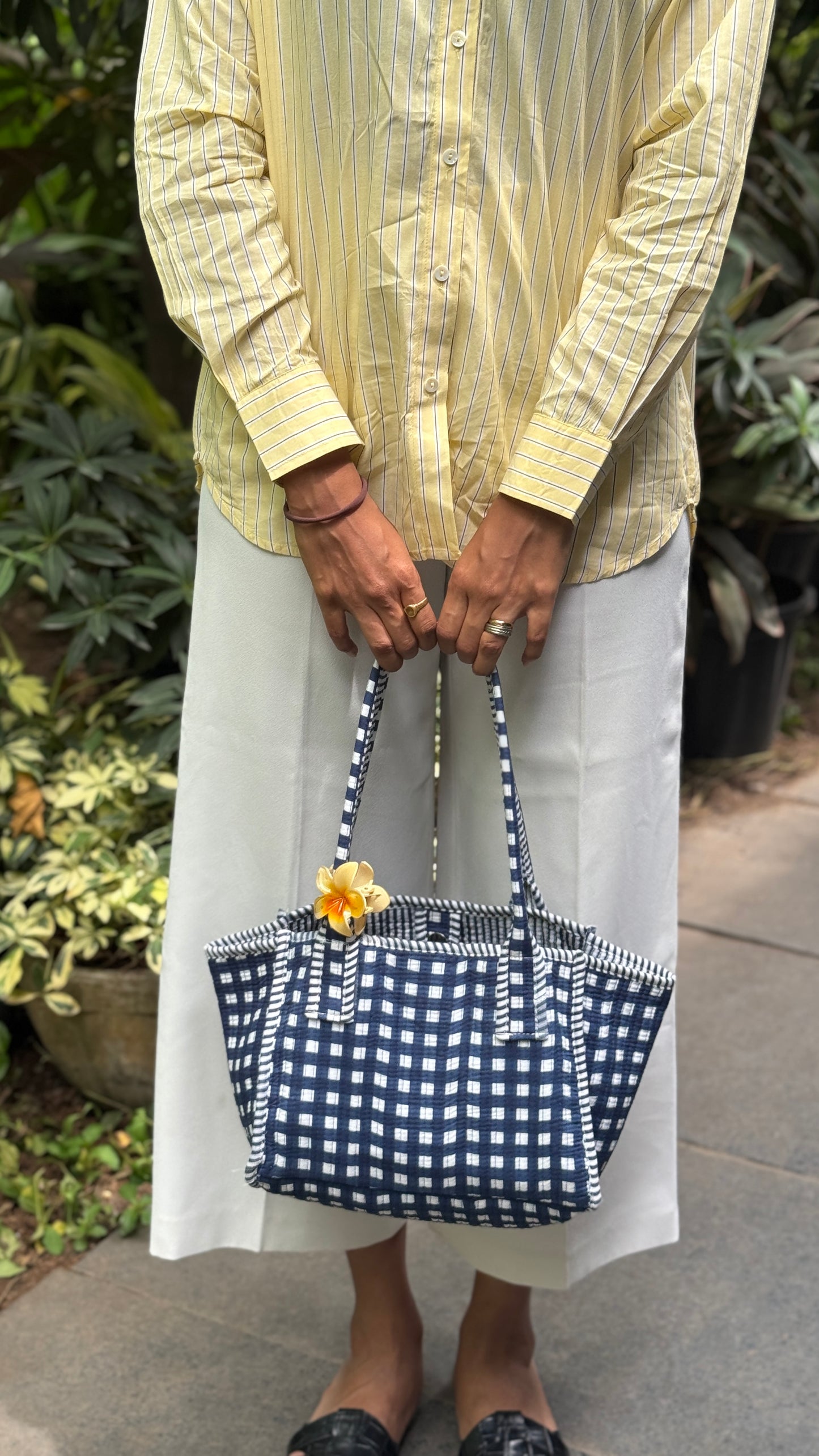 Gingham Mini Tokree Tote Bag (Blue)