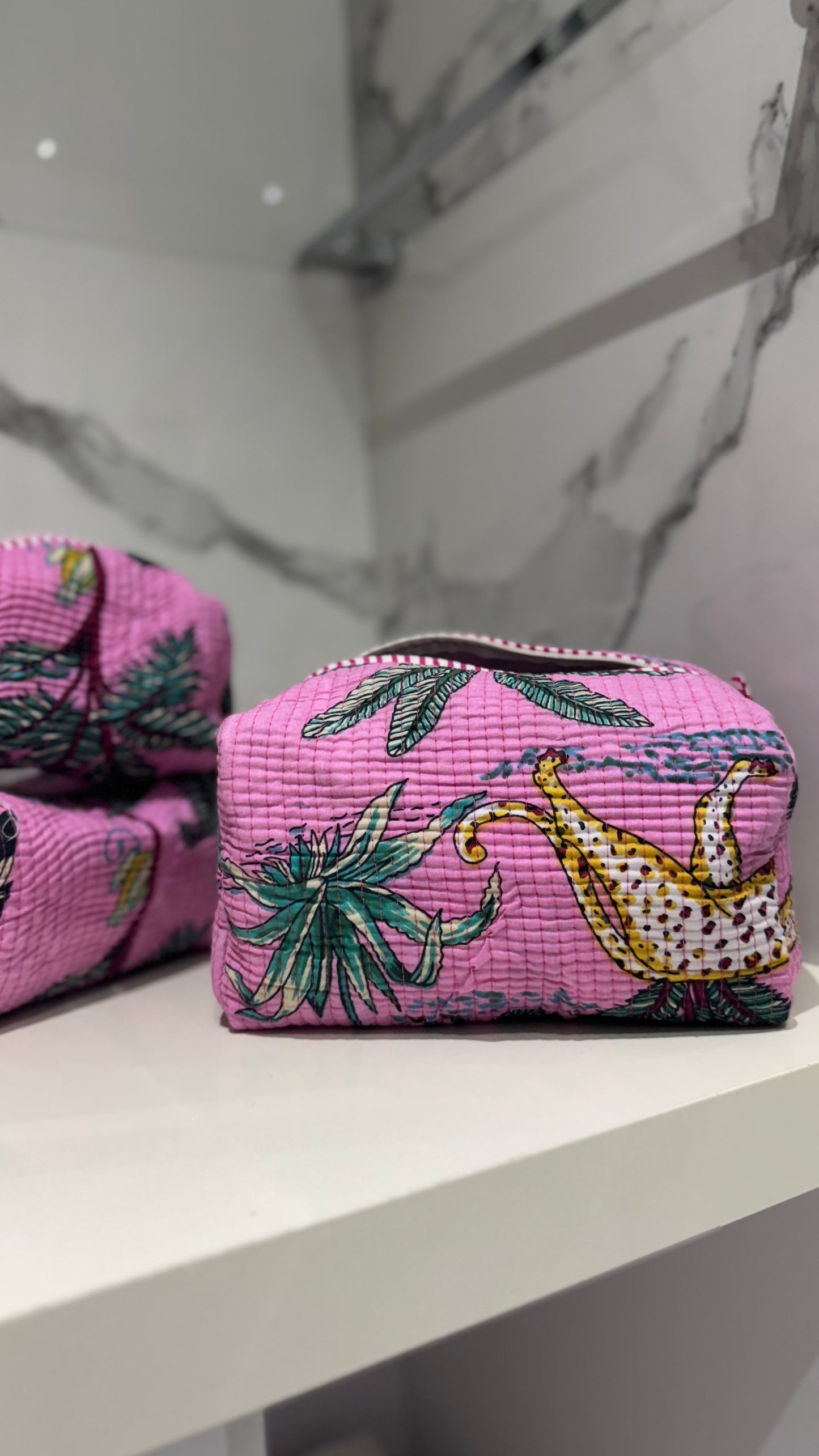 Bright Pink Jungle Pouch Set (set of 3)