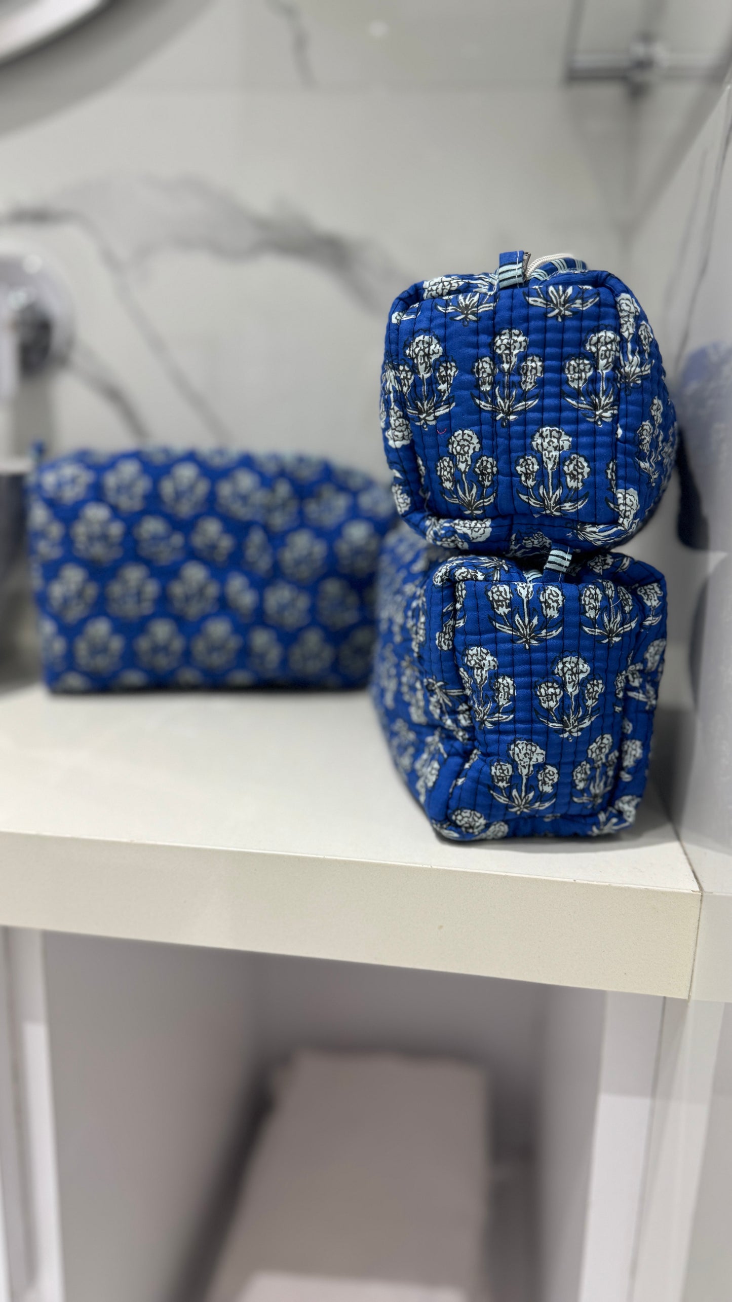 Blue Motif Pouch Set (set of 3)