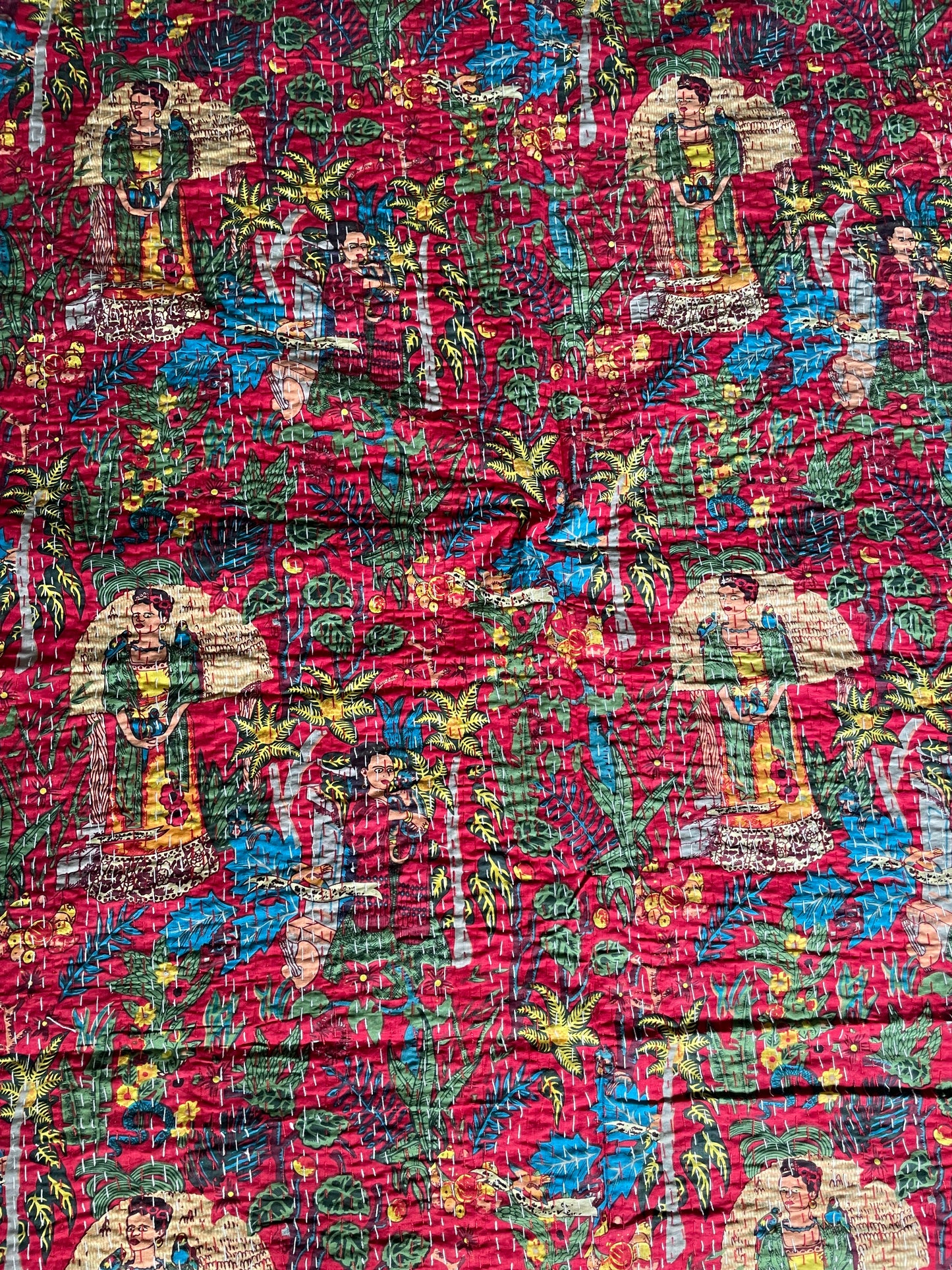 Red Frida Kantha Bedcover