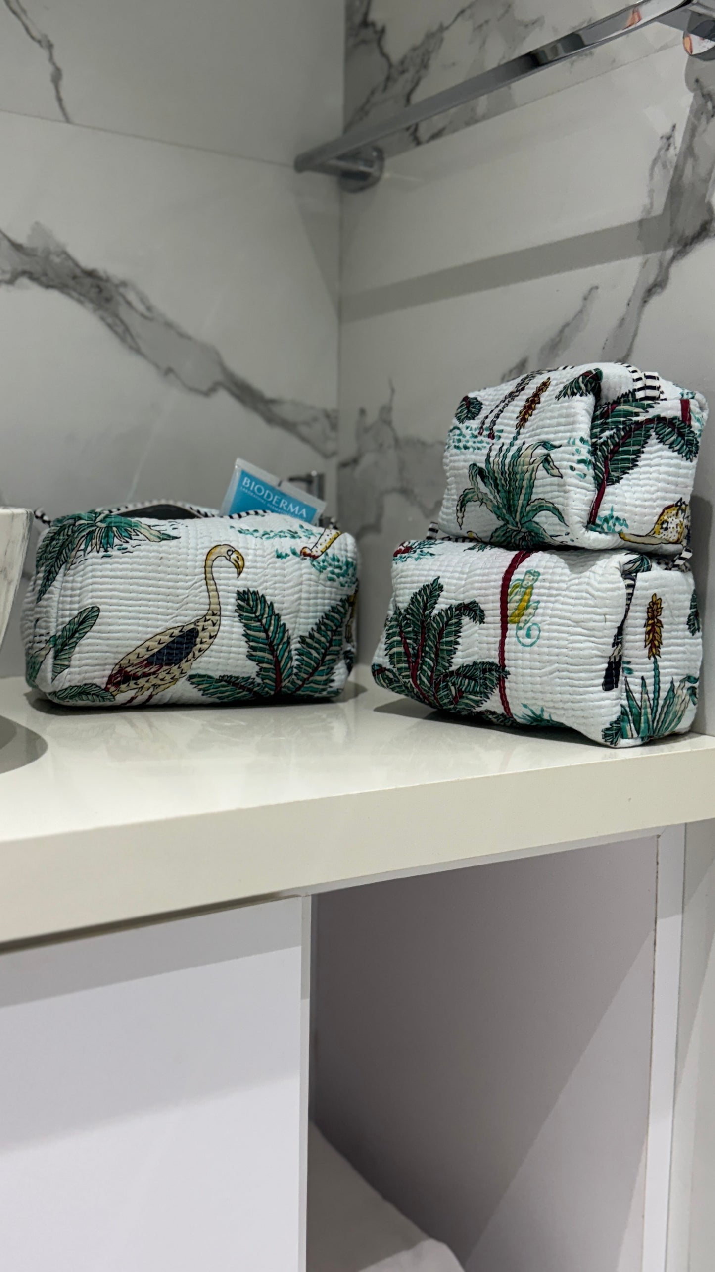 White Jungle Pouch Set (set of 3)