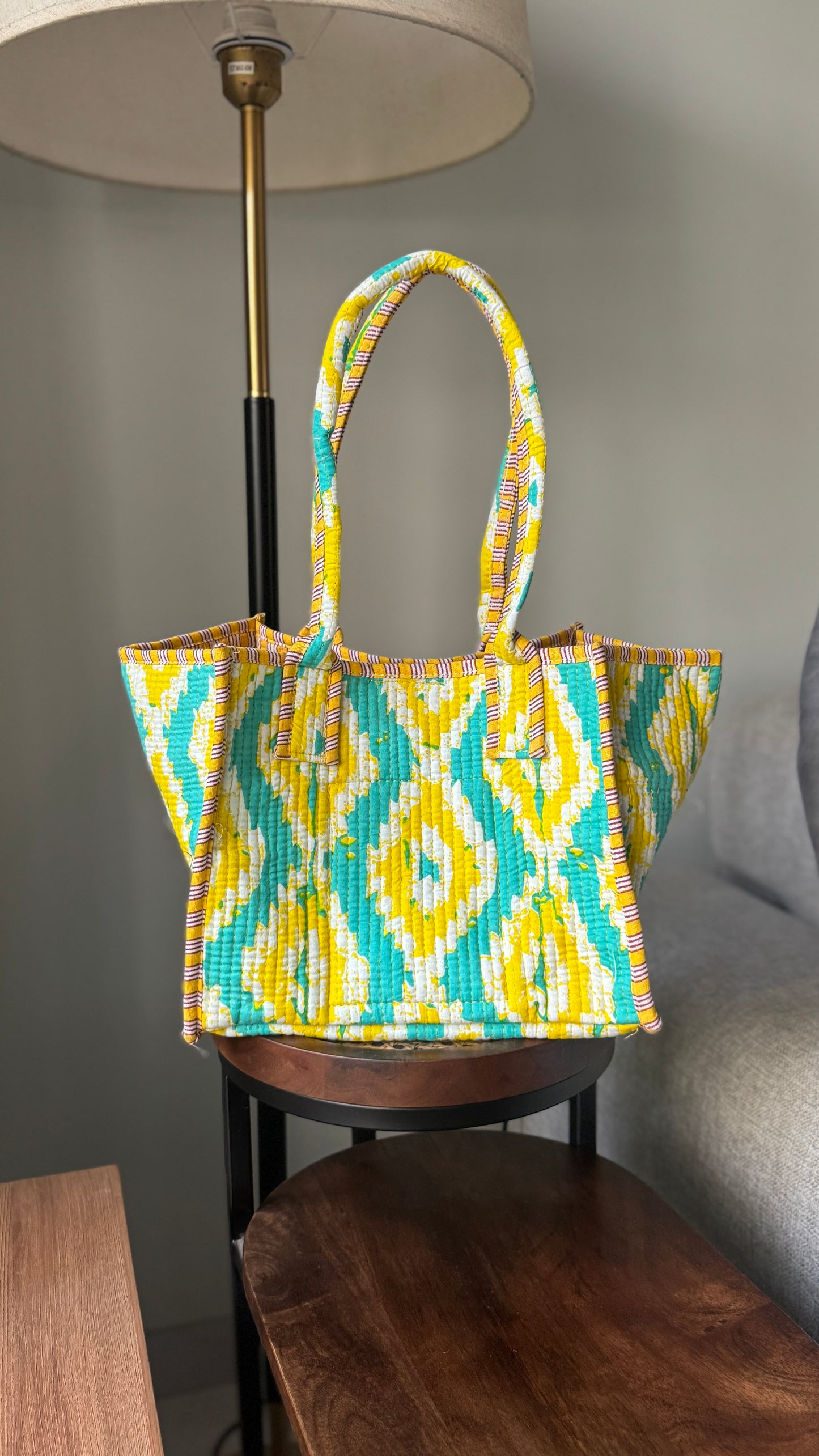 Yellow and Green Tokree Tote Bag