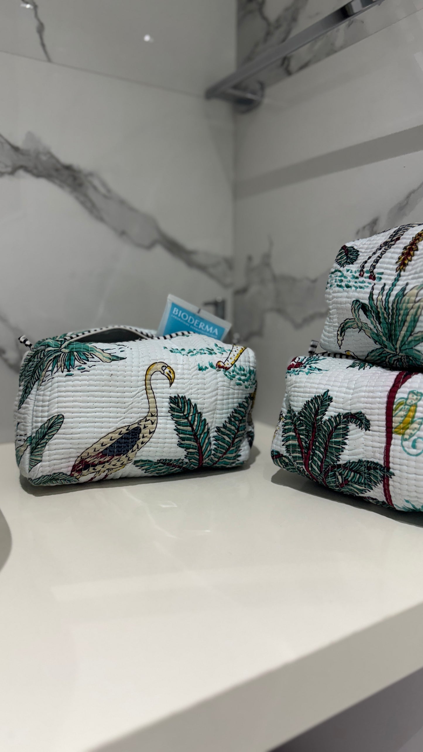 White Jungle Pouch Set (set of 3)