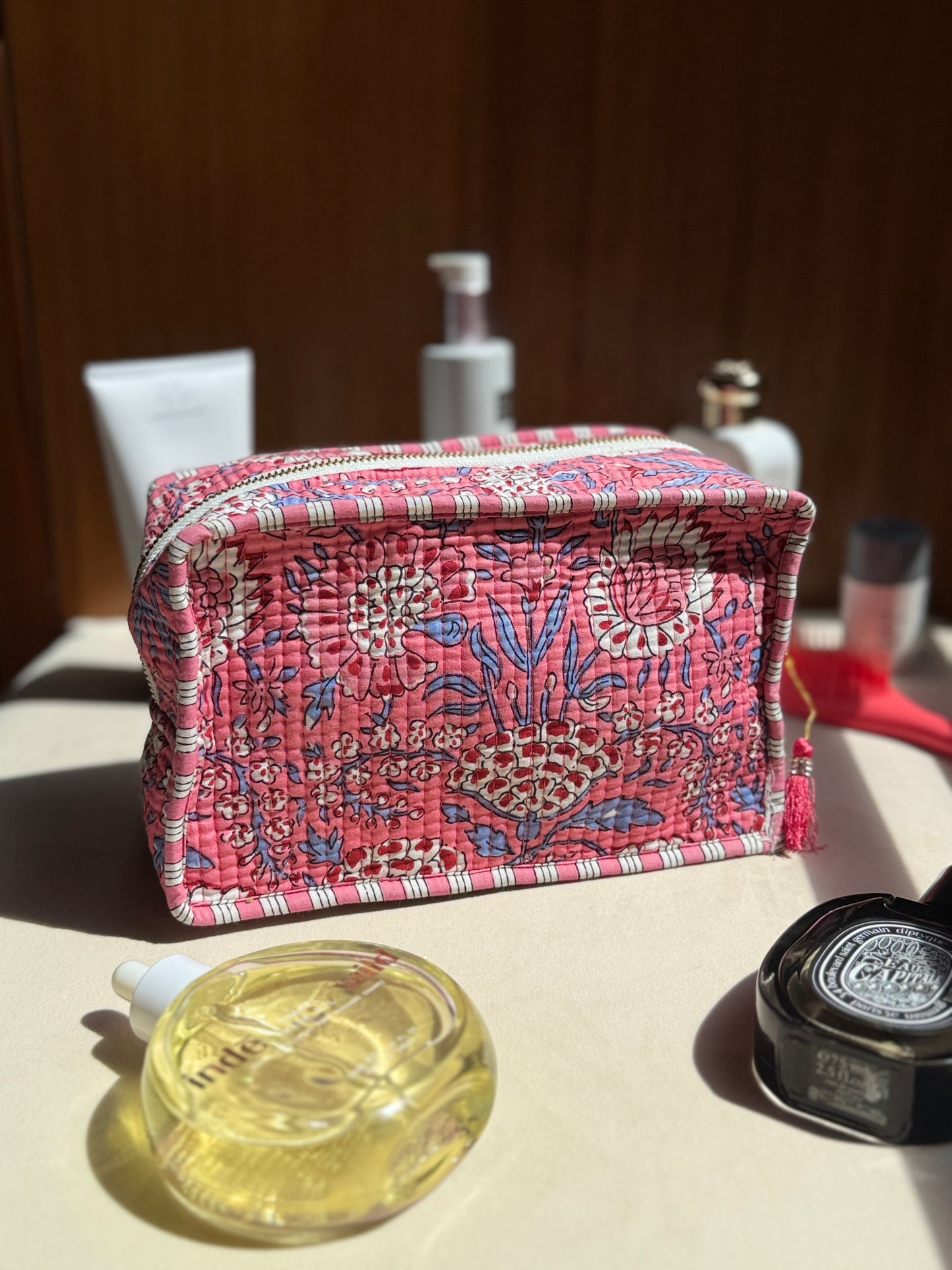 Pink Floral Large Pouch