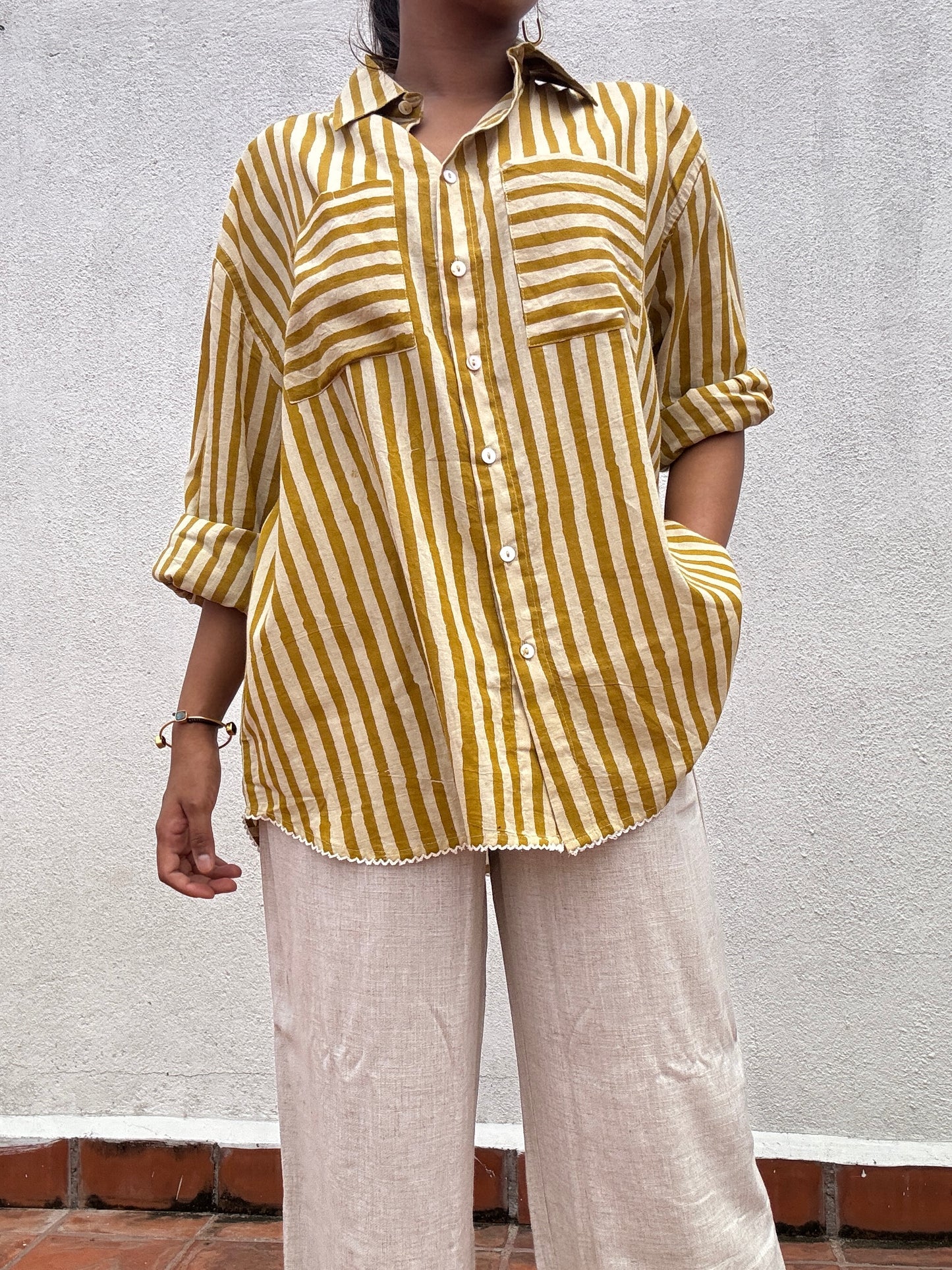 Niki Mustard Cotton Shirt