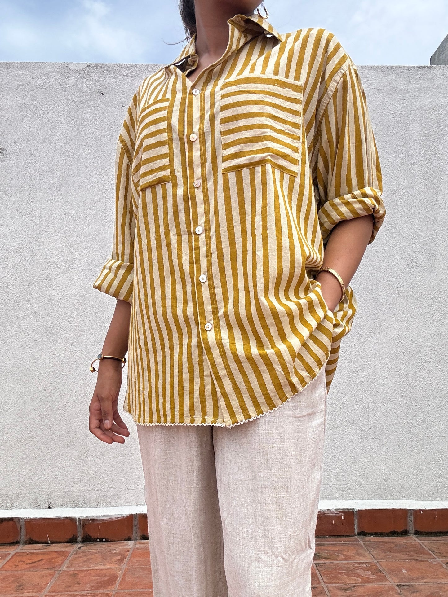 Niki Mustard Cotton Shirt