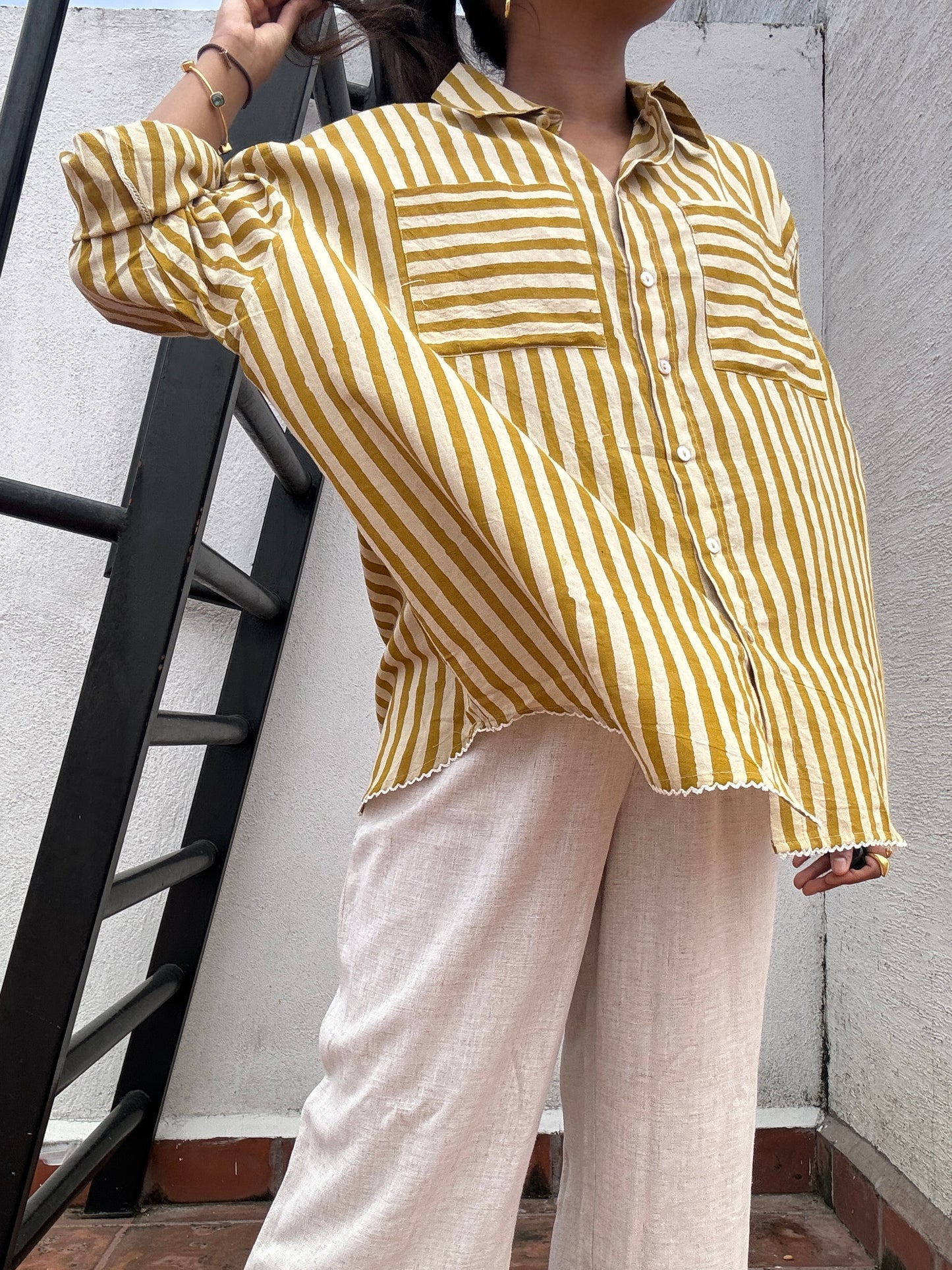 Niki Mustard Cotton Shirt