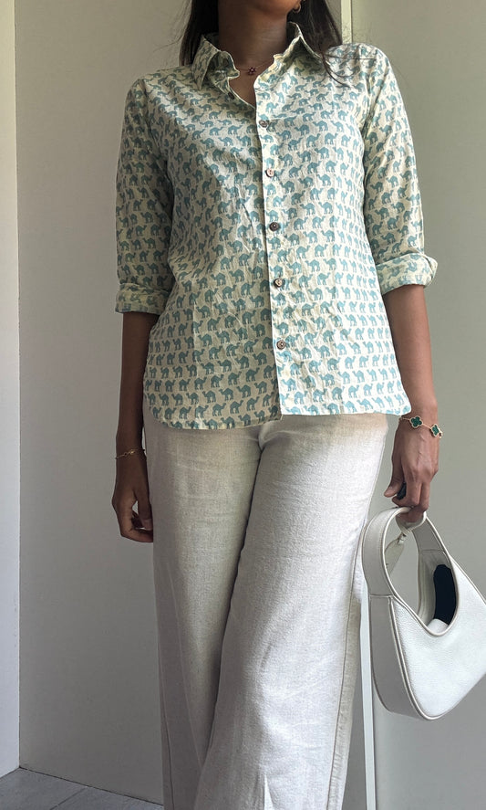 Blue Camel Cotton Shirt