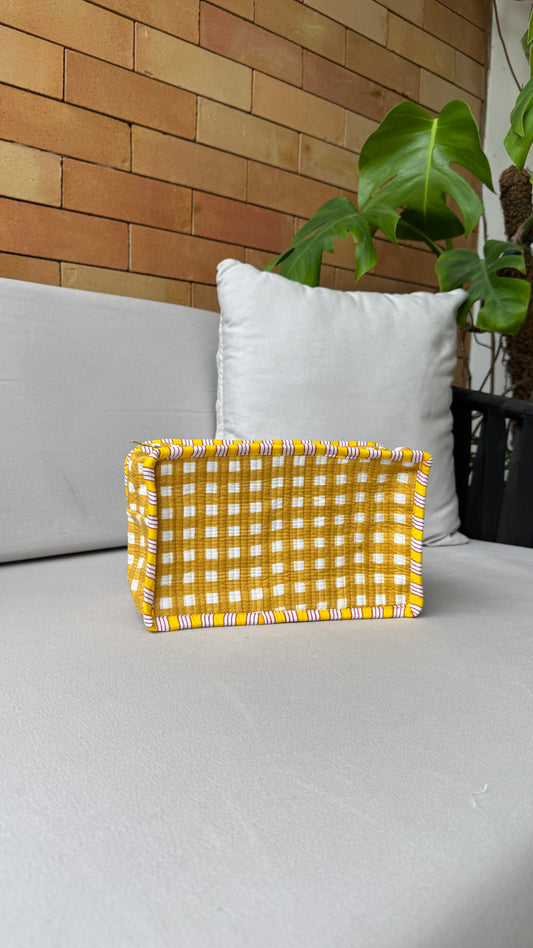 Gingham Large Pouch (Yellow)