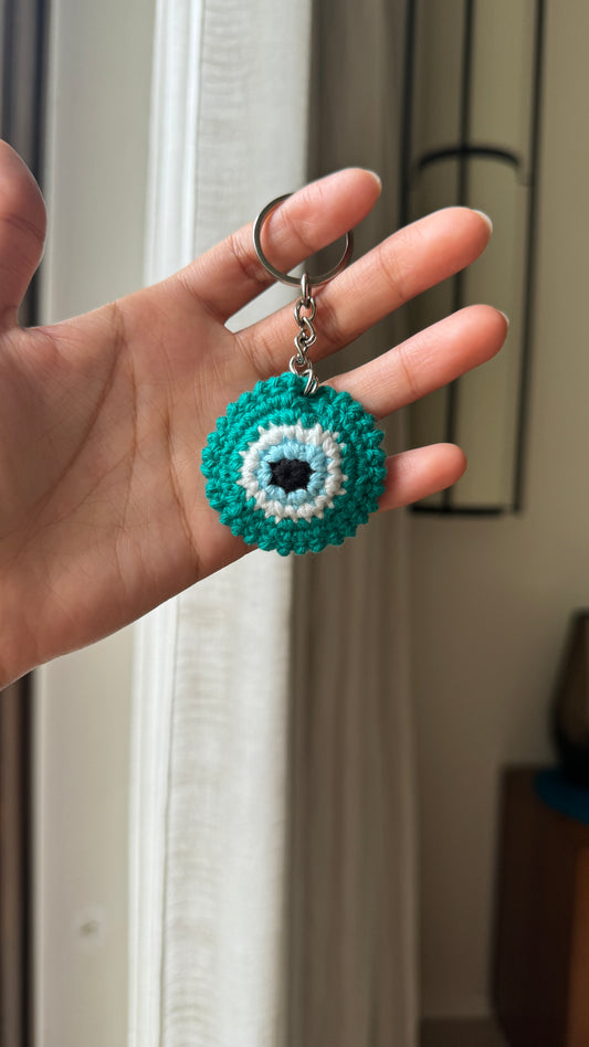 Sea Green Evil Eye Keychain