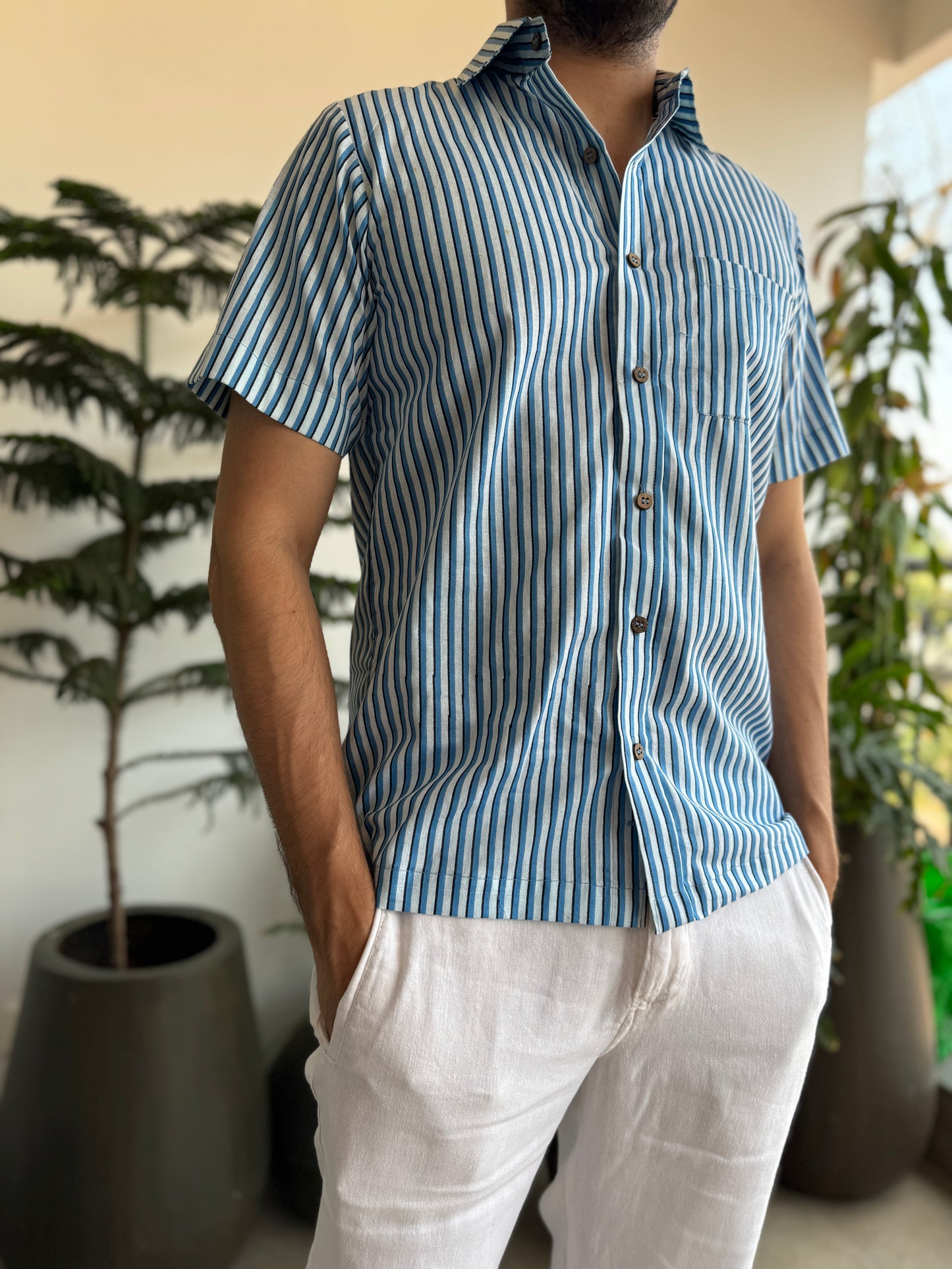 Holiday Blue Cotton Shirt