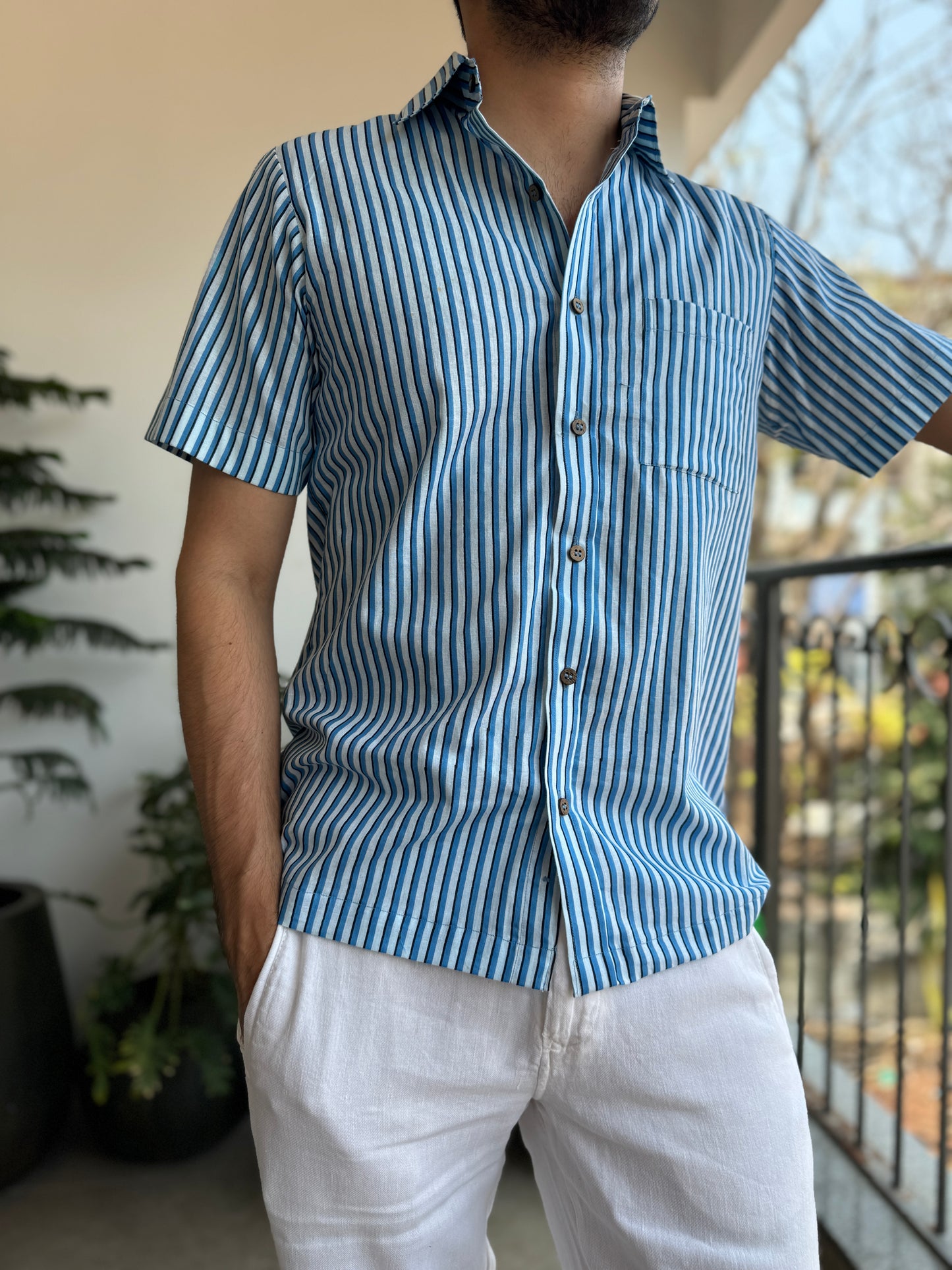 Holiday Blue Cotton Shirt