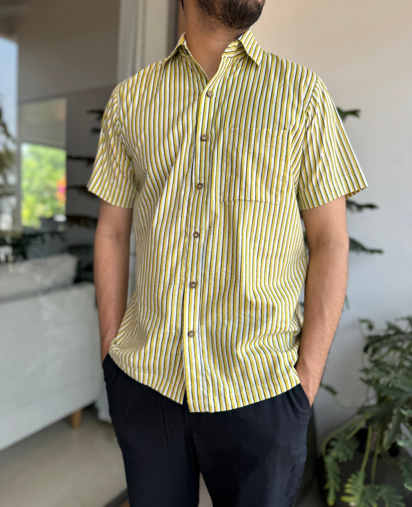 Holiday Mustard Cotton Shirt