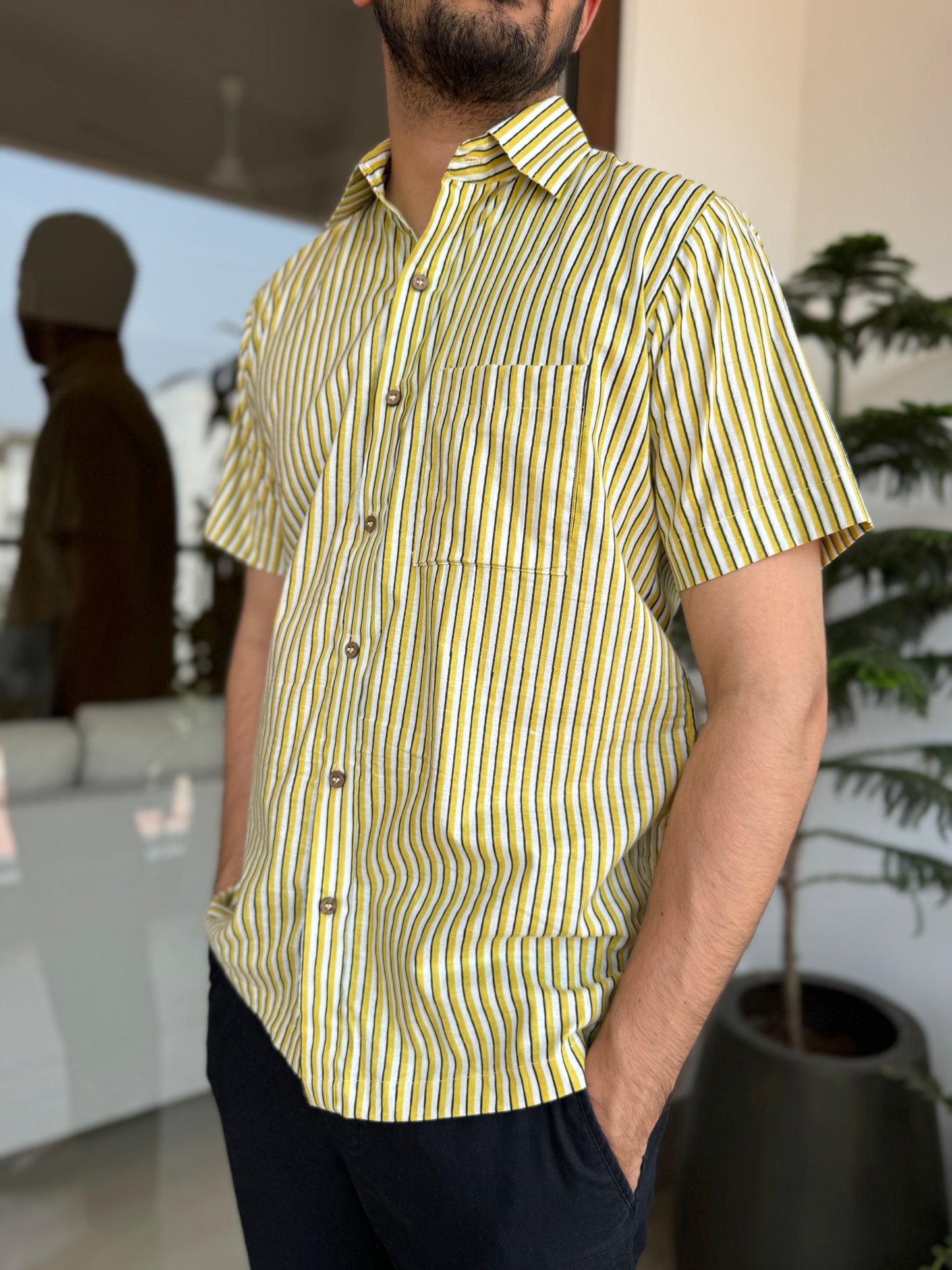 Holiday Mustard Cotton Shirt