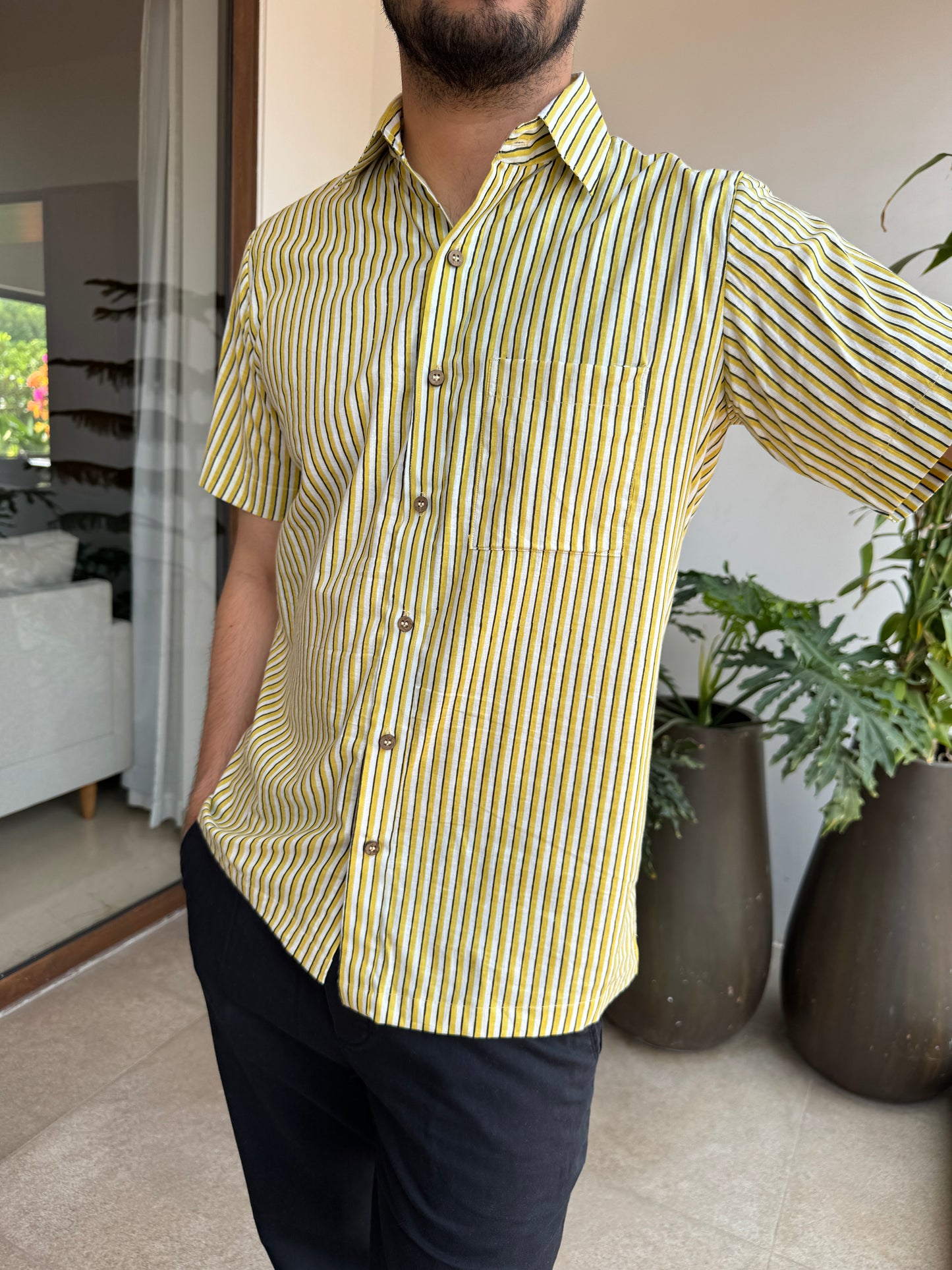 Holiday Mustard Cotton Shirt