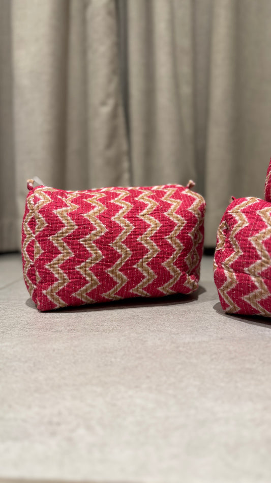 Pink Zig Zag Pouch Set (set of 3)