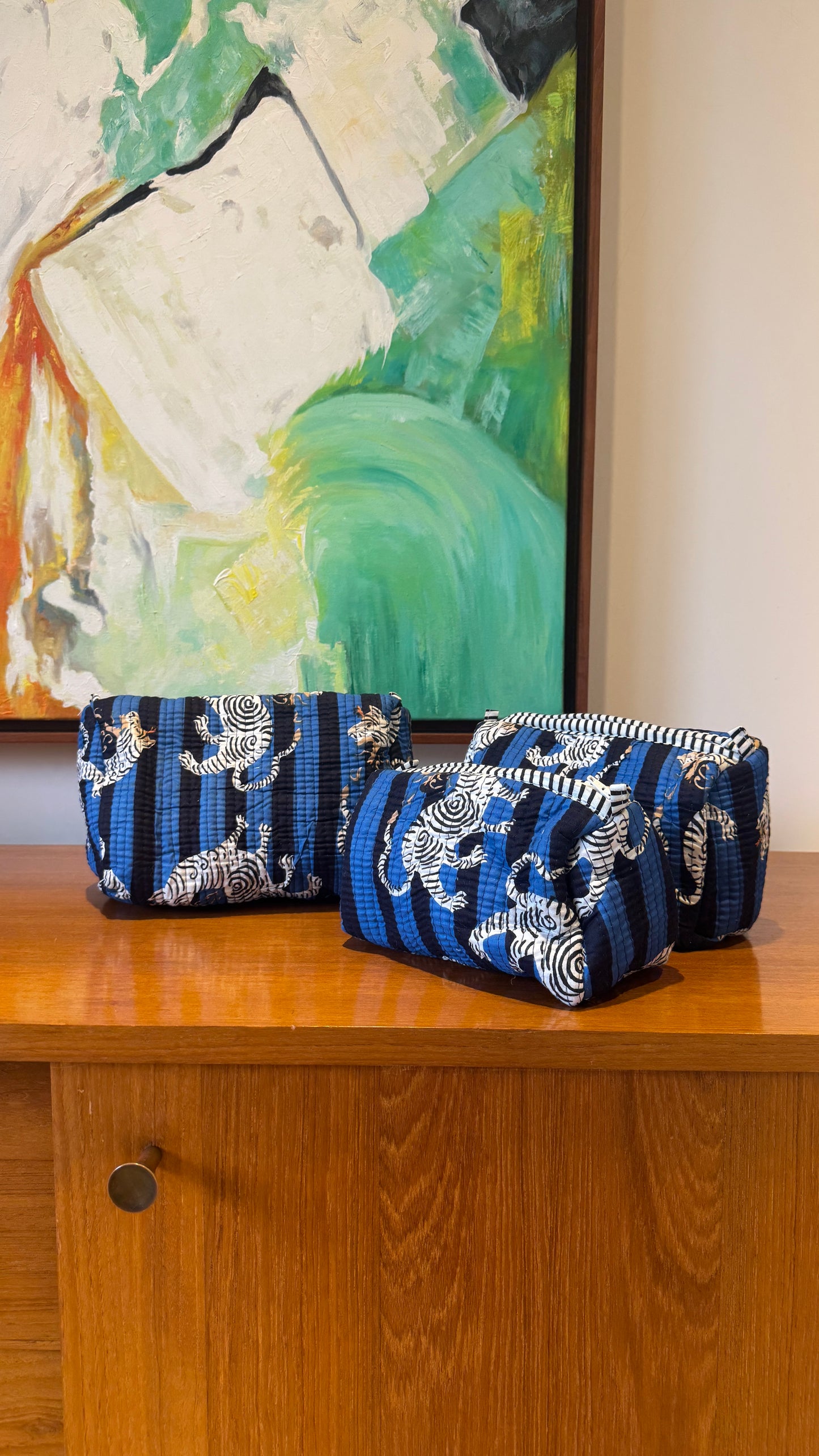 Blue Zebra Pouch Set (set of 3)