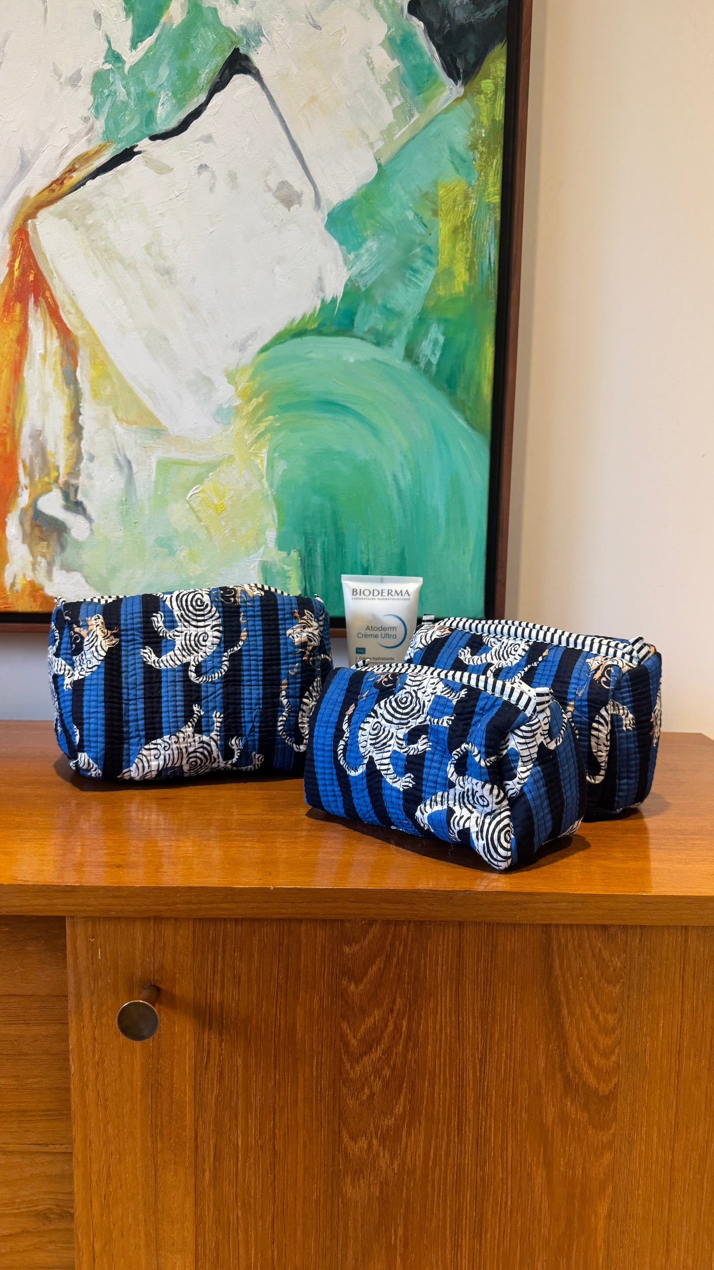 Blue Zebra Pouch Set (set of 3)