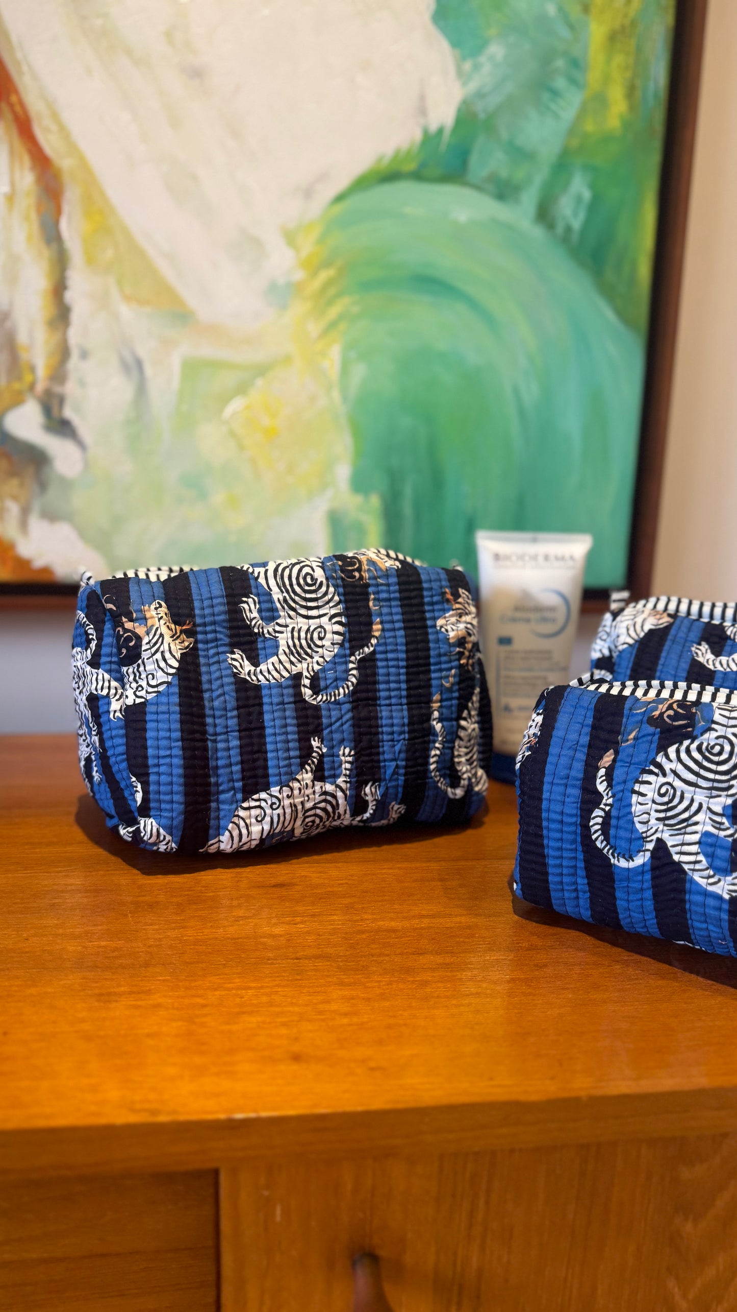 Blue Zebra Pouch Set (set of 3)